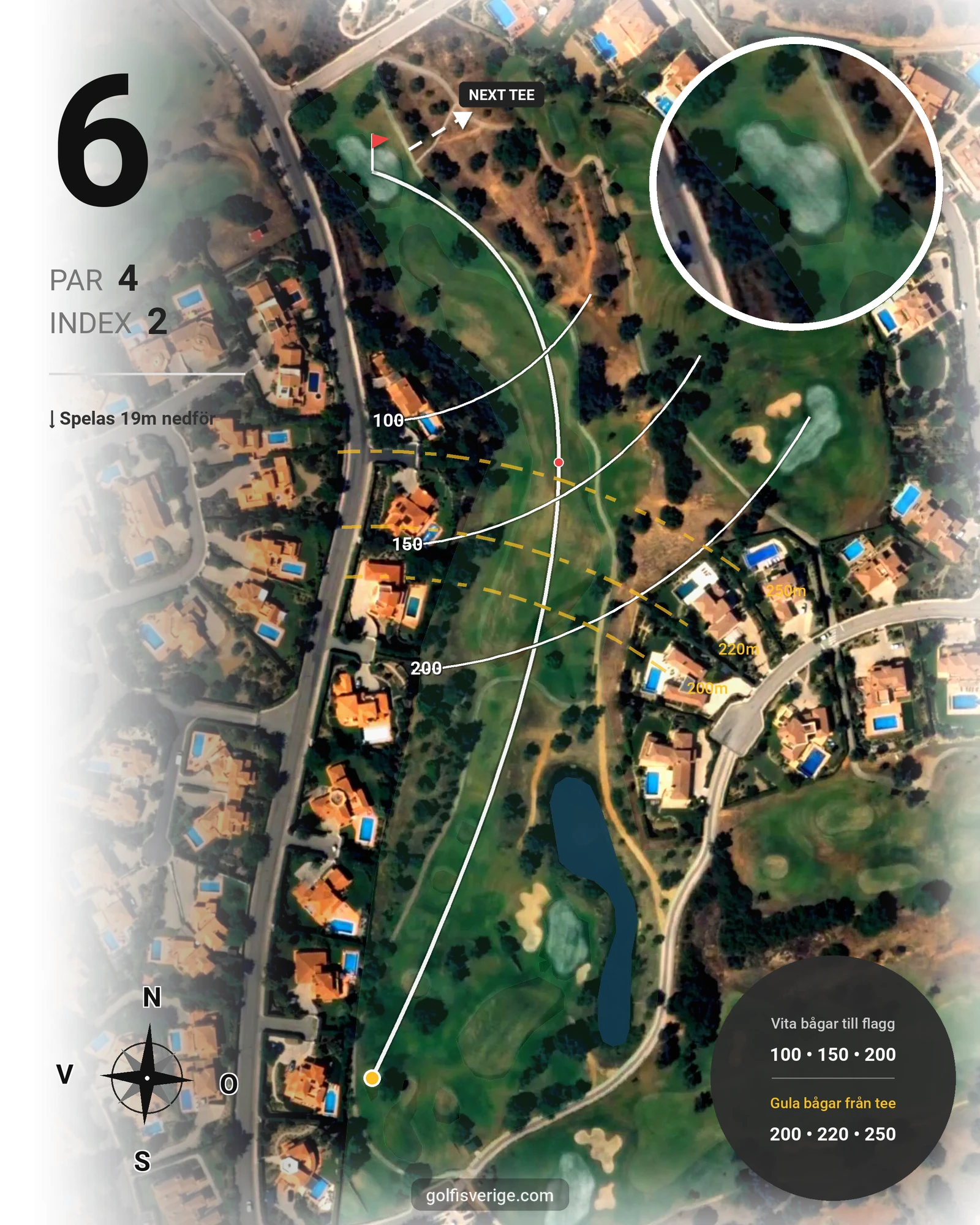 Banguide Vale da Pinta på SoloGolf - GolfiSpanien - Hål 6 karta