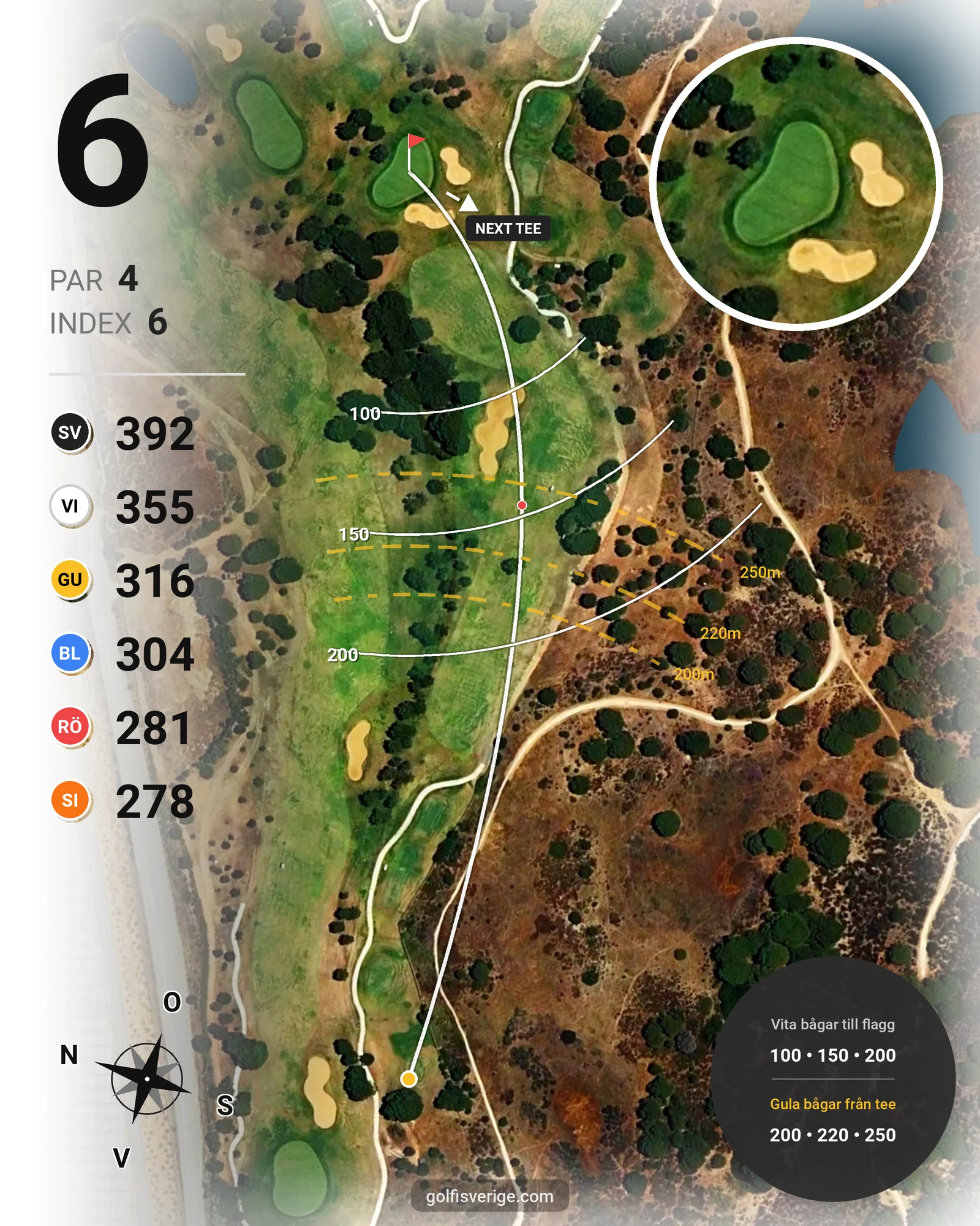 Banguide El Rompido Sur på SoloGolf - GolfiSpanien - Hål 6 karta