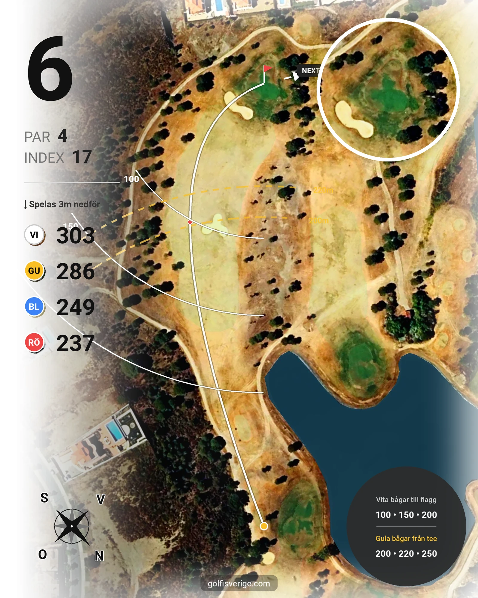 Banguide Isla Canela Links på SoloGolf - GolfiSpanien - Hål 6 karta