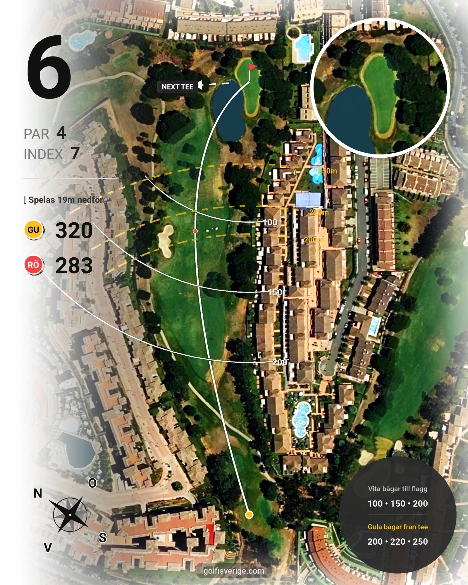 Banguide Islantilla 1-9 19-27 på SoloGolf - GolfiSpanien - Hål 6 karta