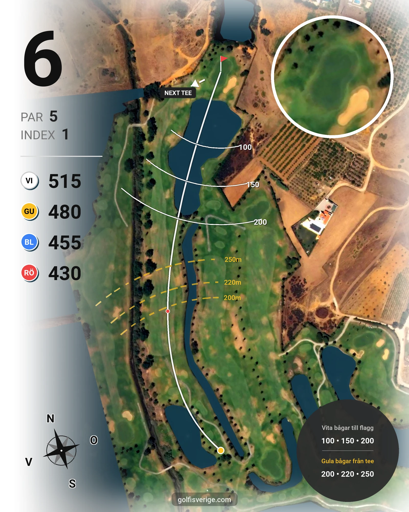 Banguide Salgados på SoloGolf - GolfiSpanien - Hål 6 karta