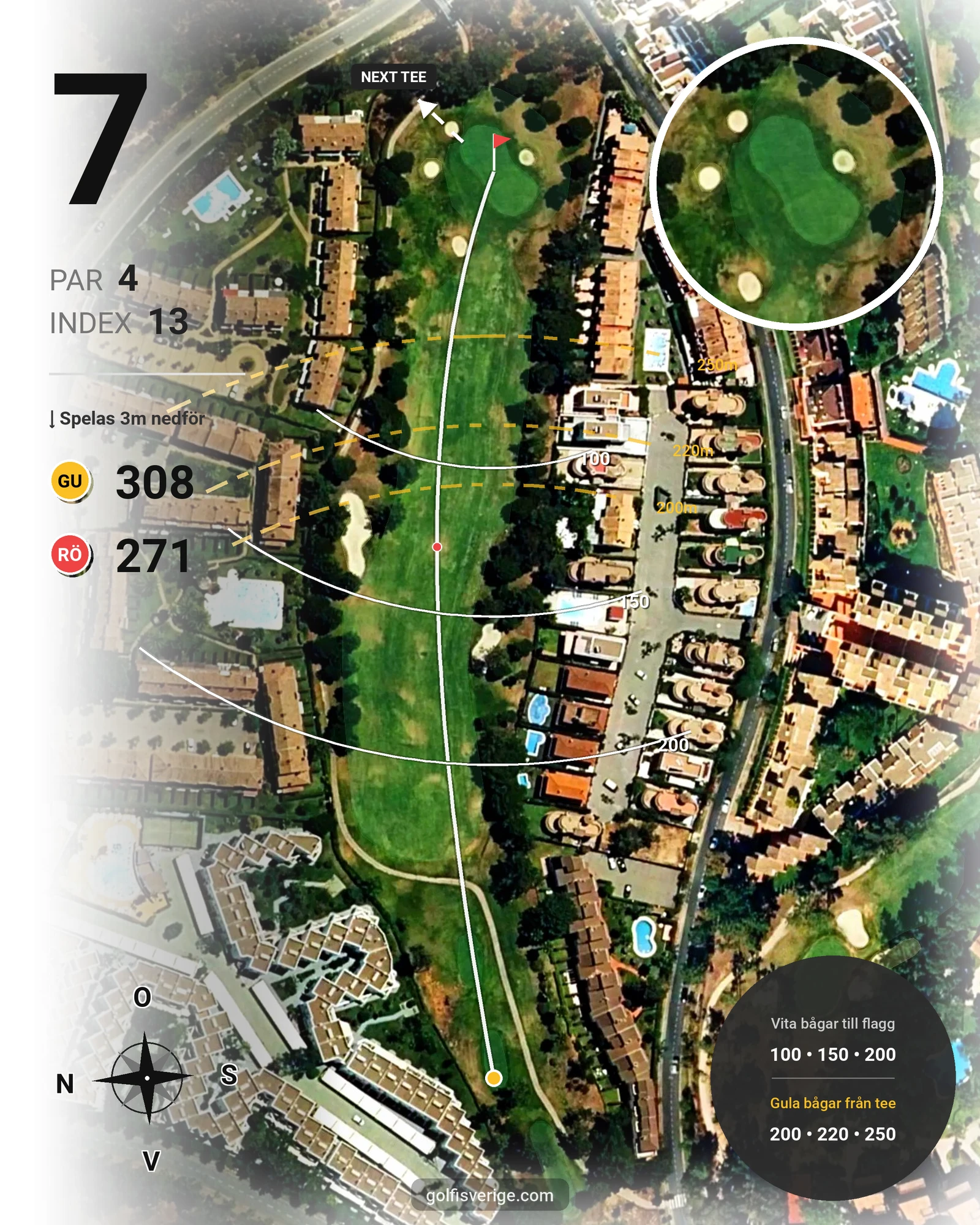 Banguide Islantilla 10-27 på SoloGolf - GolfiSpanien - Hål 7 karta