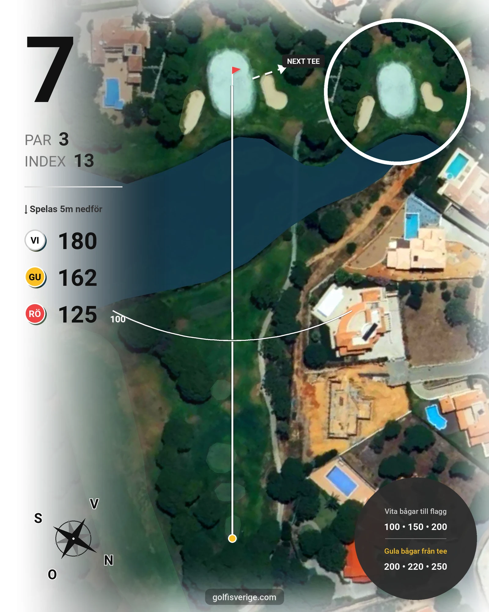 Banguide Vila Sol 1-18 på SoloGolf - GolfiSpanien - Hål 7 karta