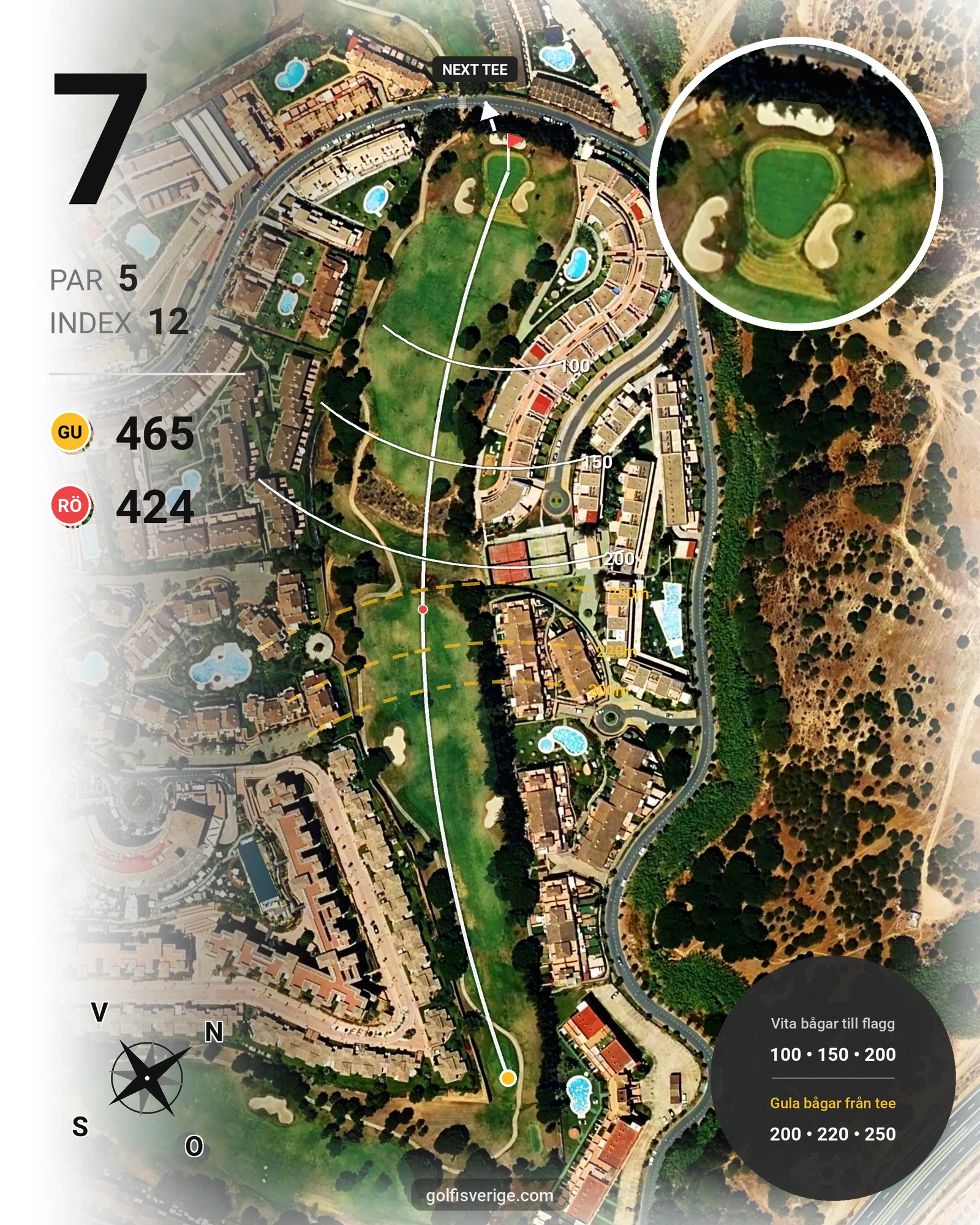 Banguide Islantilla 1-18 på SoloGolf - GolfiSpanien - Hål 7 karta