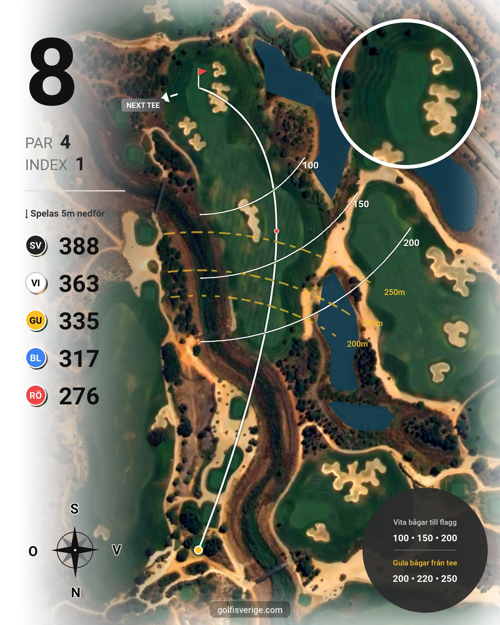 Banguide Faldo Amendoeira på SoloGolf - GolfiSpanien - Hål 8 karta