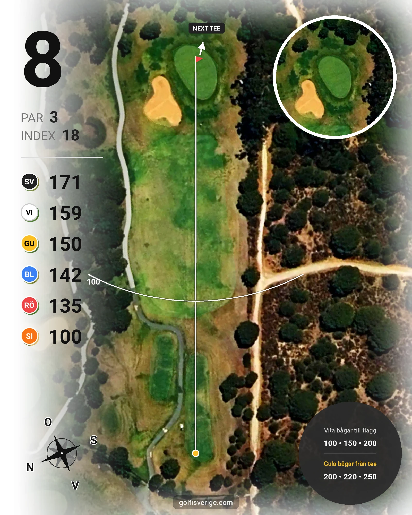 Banguide El Rompido Sur på SoloGolf - GolfiSpanien - Hål 8 karta