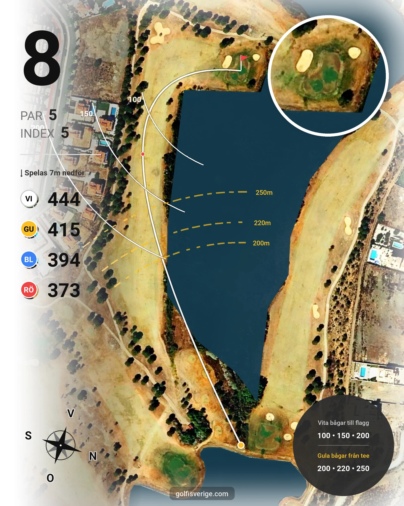 Banguide Isla Canela Links på SoloGolf - GolfiSpanien - Hål 8 karta