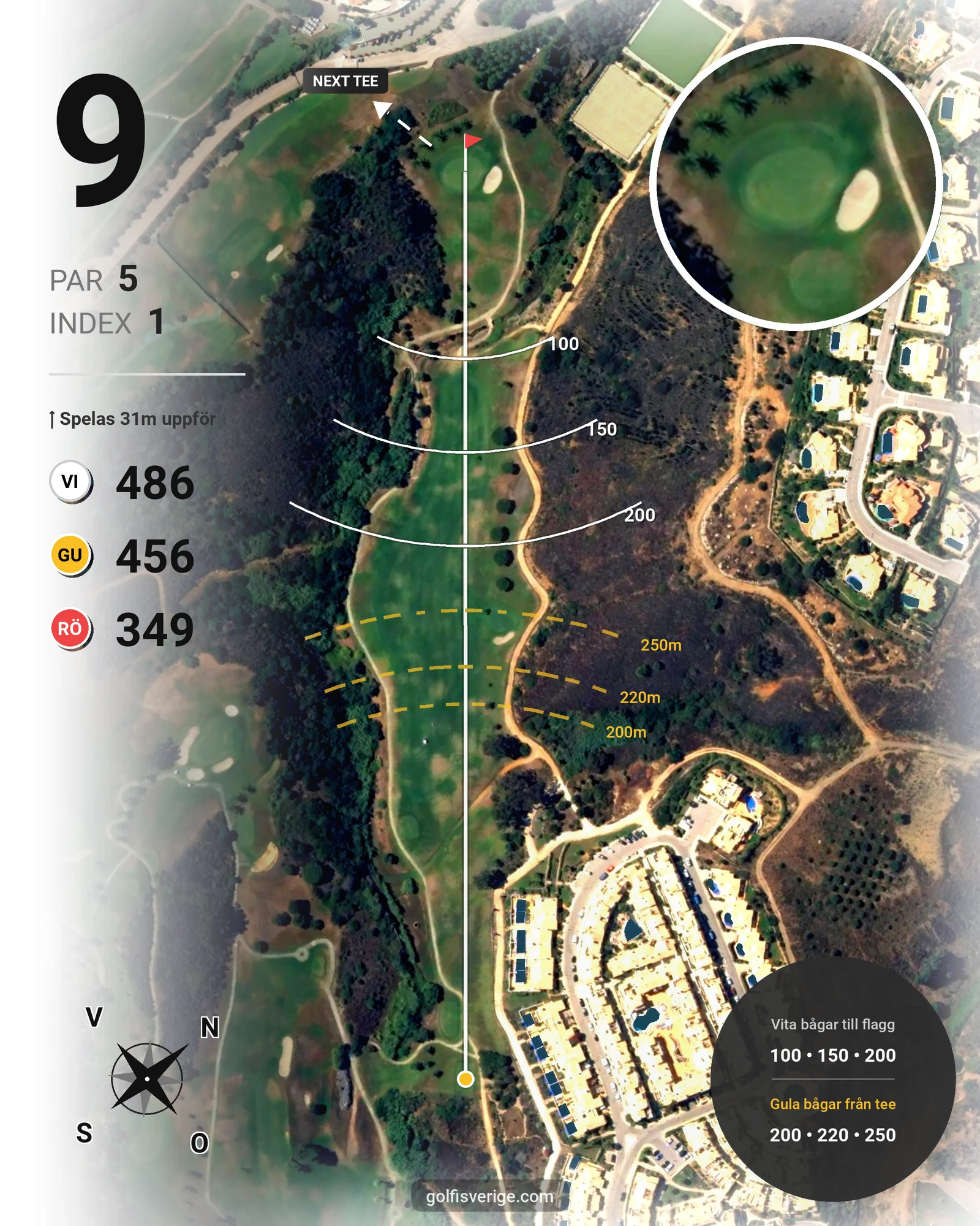 Banguide Santo Antonio på SoloGolf - GolfiSpanien - Hål 9 karta