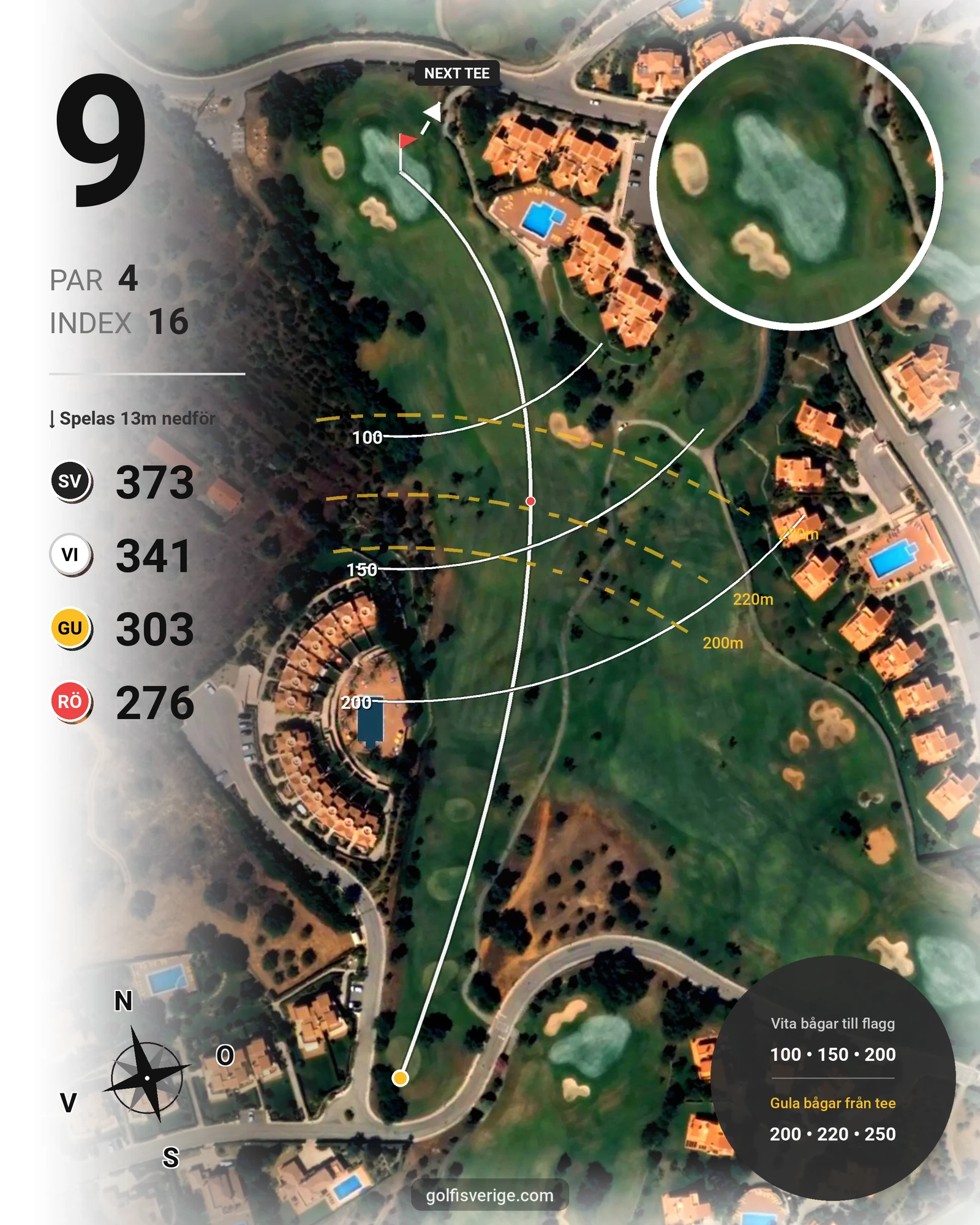 Banguide Vale da Pinta på SoloGolf - GolfiSpanien - Hål 9 karta