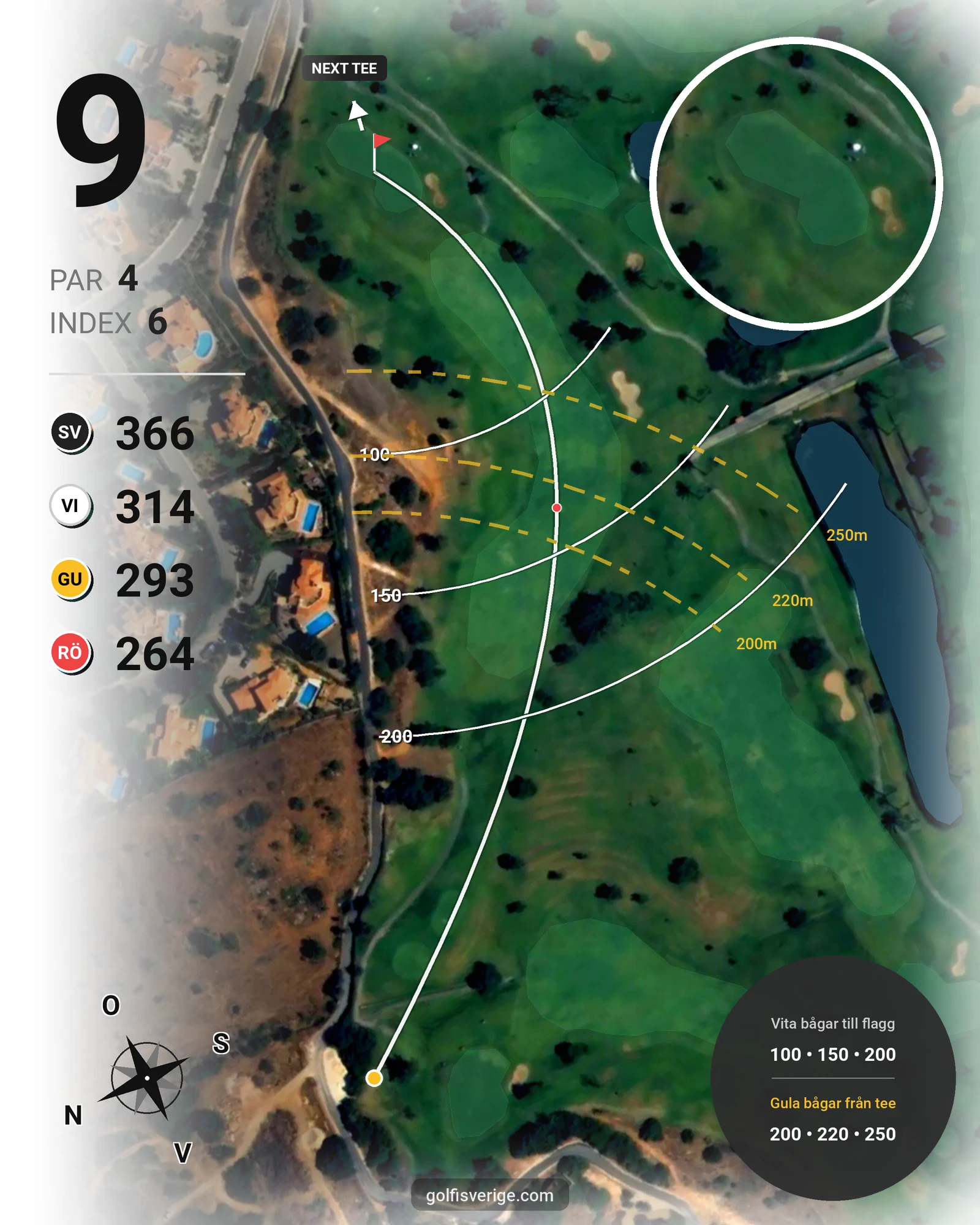 Banguide Gramacho på SoloGolf - GolfiSpanien - Hål 9 karta