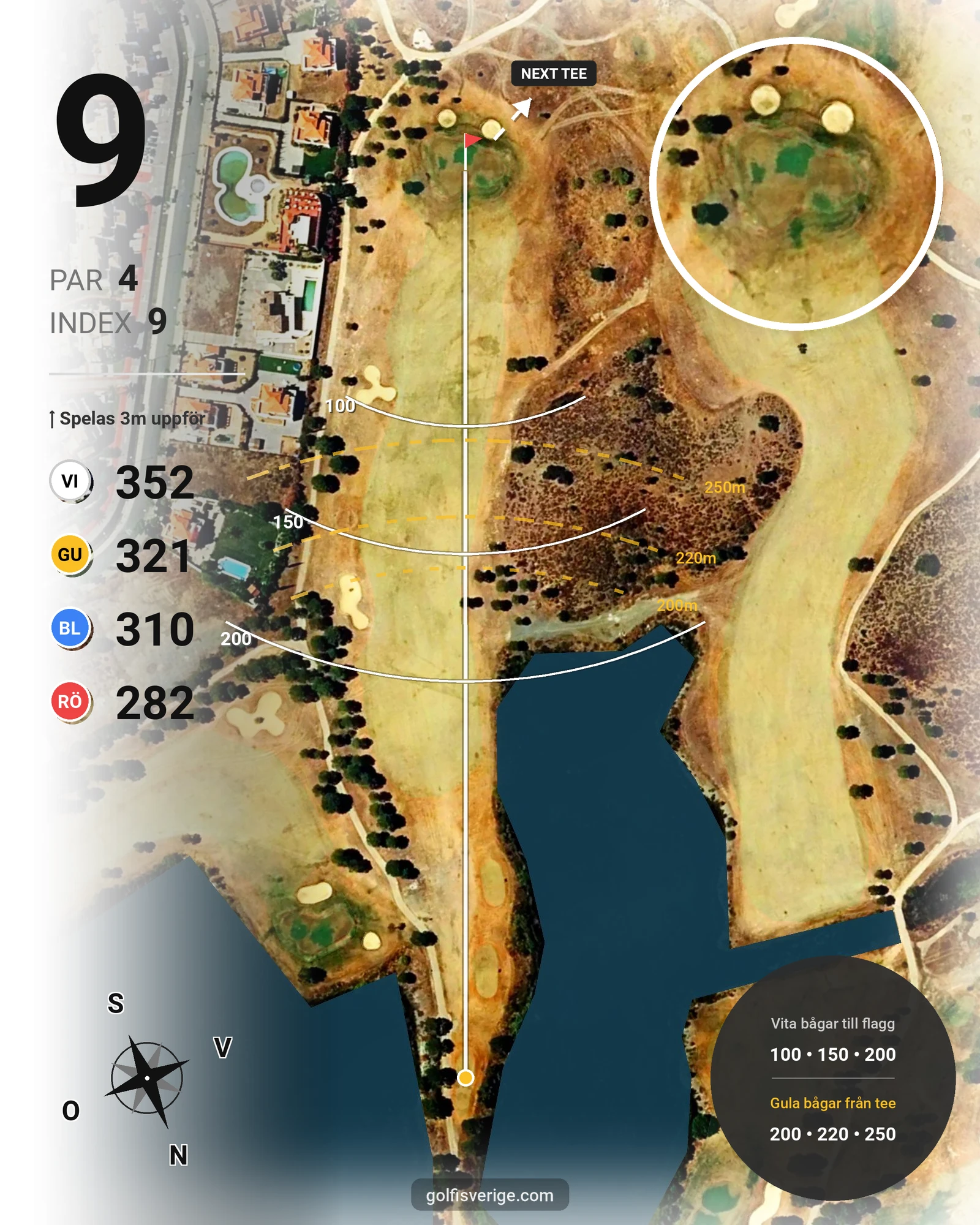 Banguide Isla Canela Links på SoloGolf - GolfiSpanien - Hål 9 karta