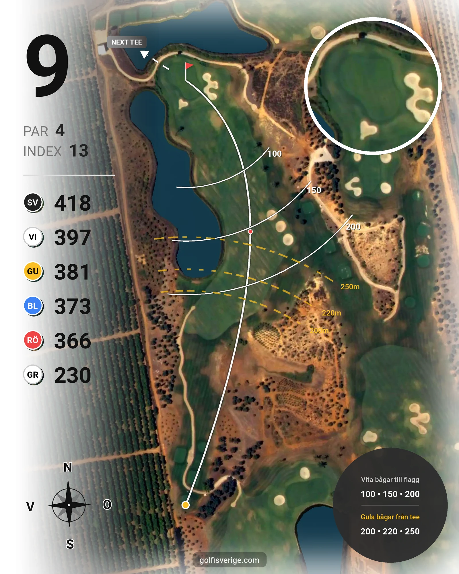 Banguide Oconnor Amendoeira Resort på SoloGolf - GolfiSpanien - Hål 9 karta