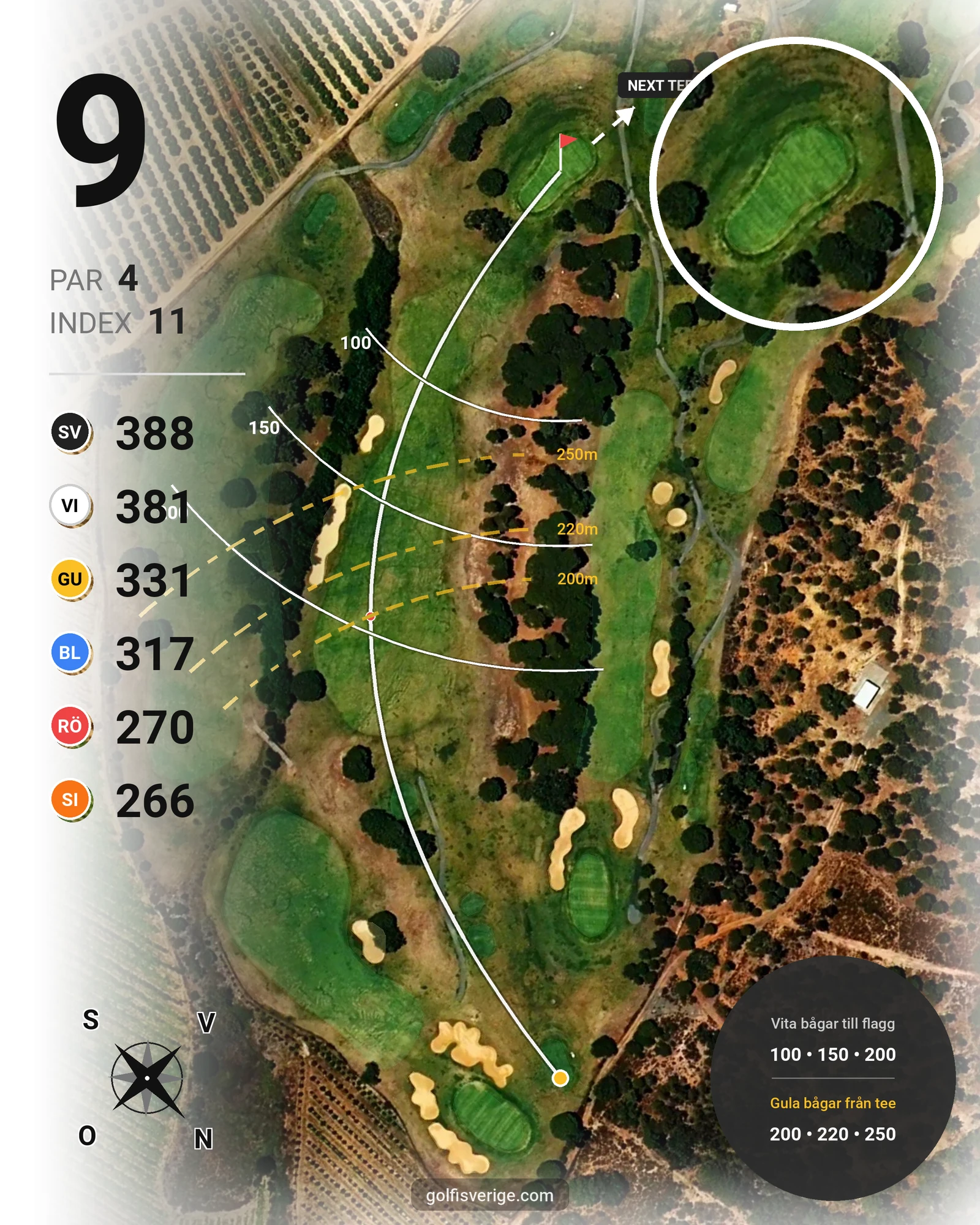 Banguide El Rompido Norte på SoloGolf - GolfiSpanien - Hål 9 karta