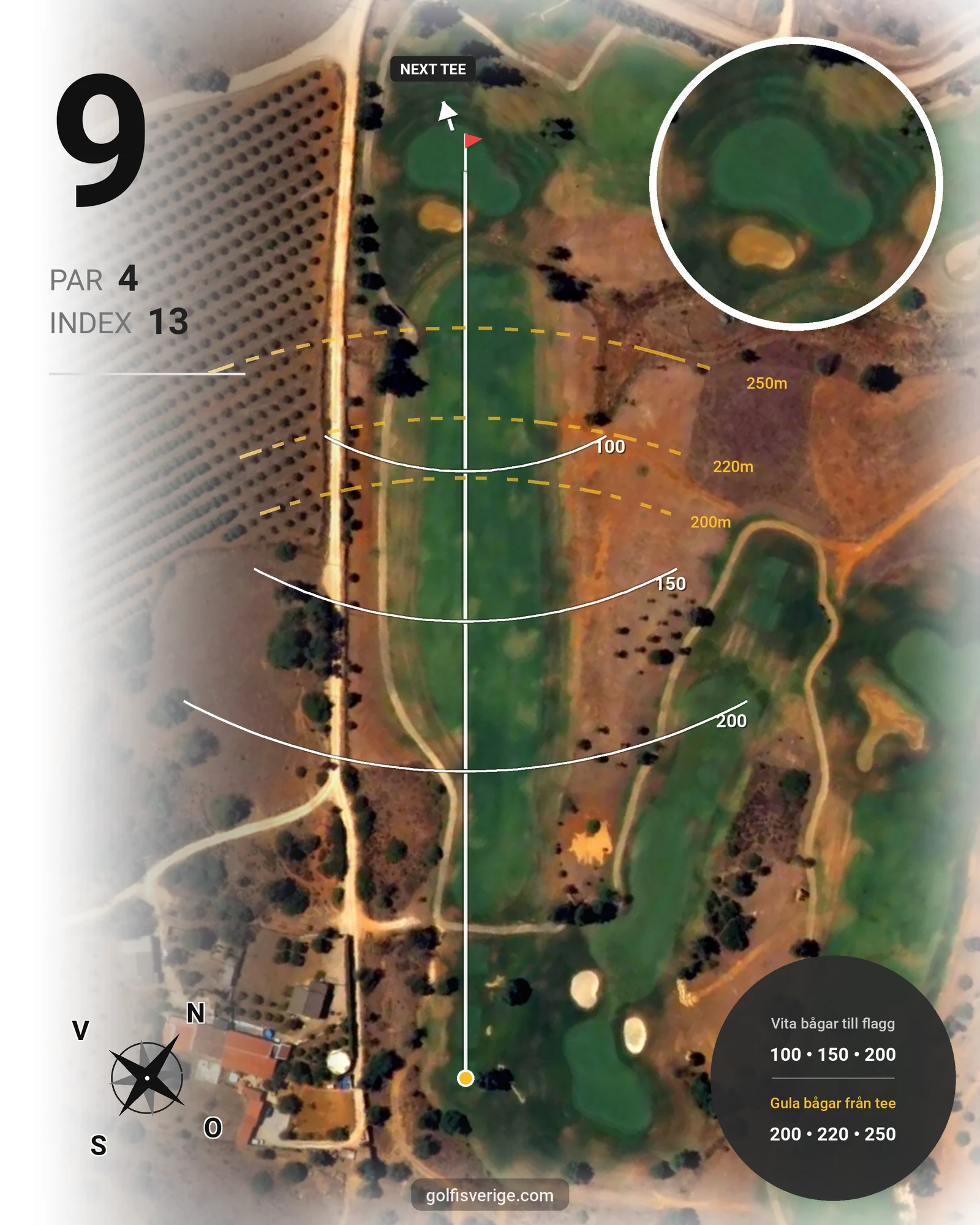 Banguide Silves på SoloGolf - GolfiSpanien - Hål 9 karta