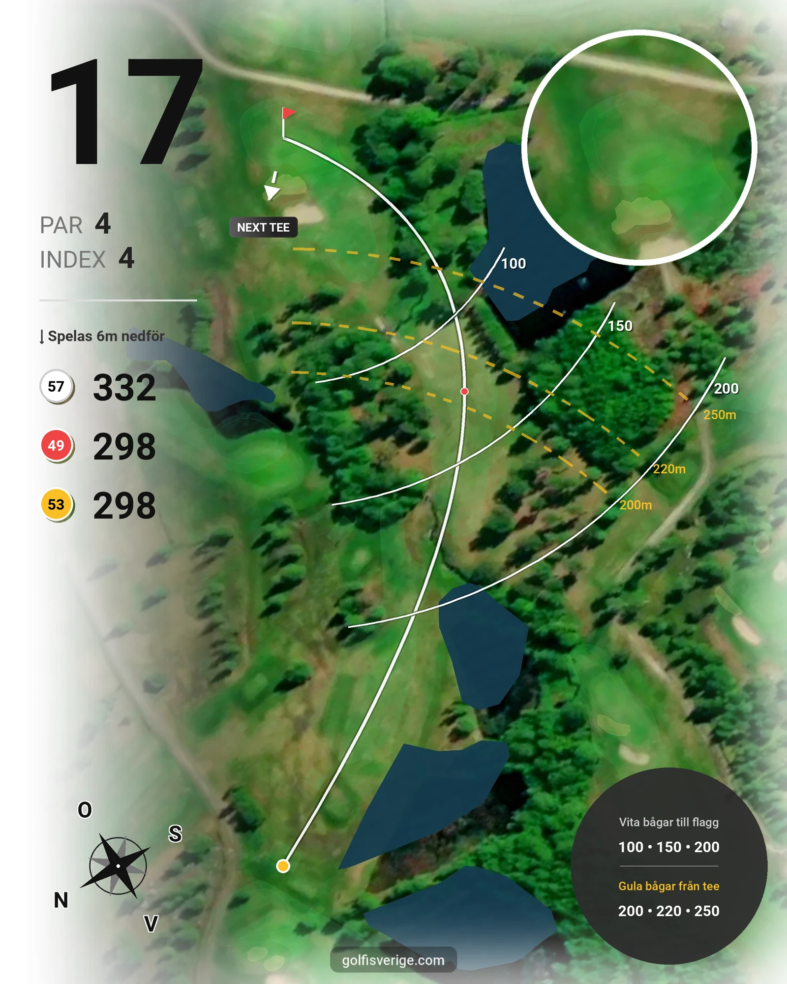 Banguide 18-hålsslingan på Sörfjärdens Golfklubb - Hål 17 karta