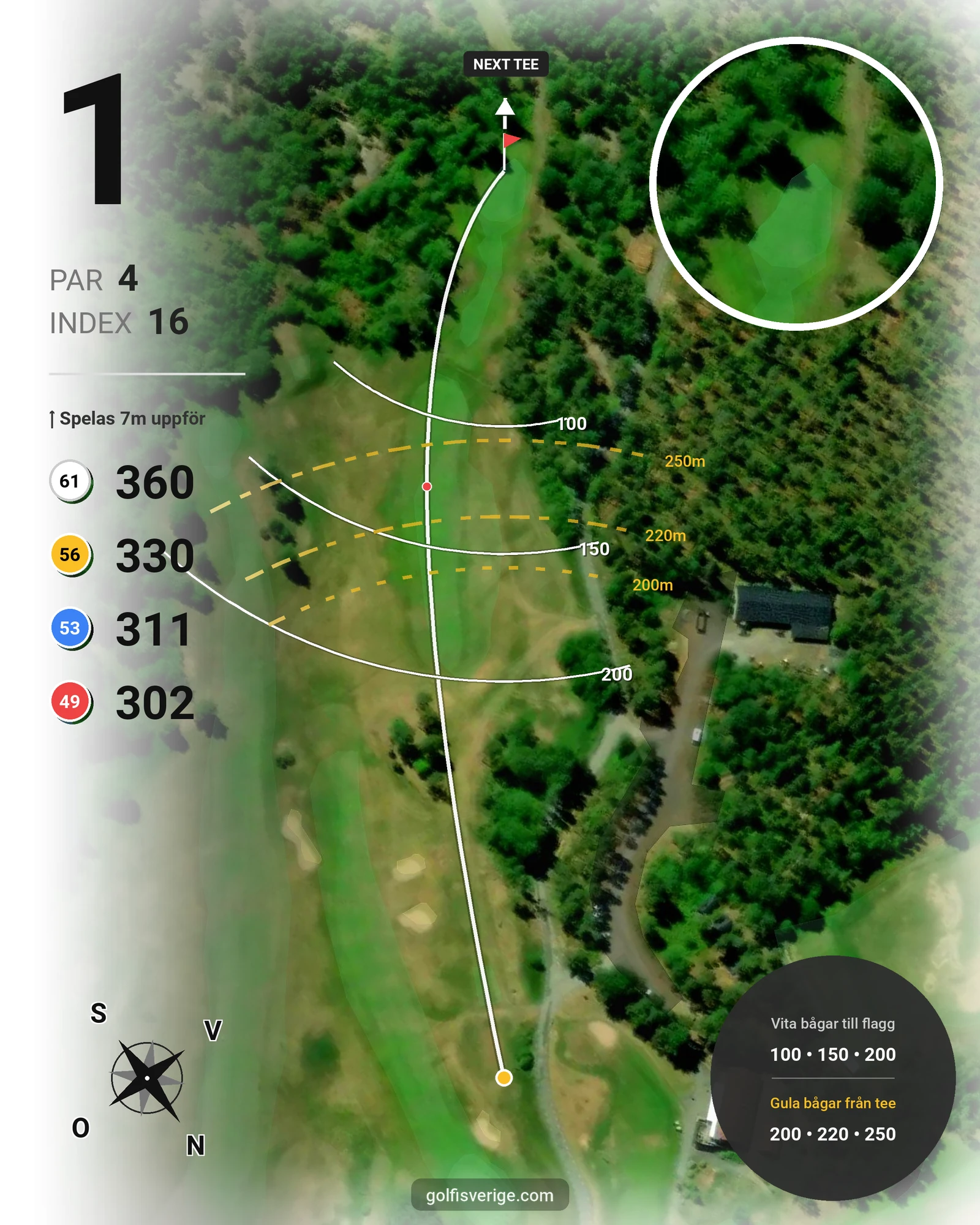 Banguide Sparren Golfklubb 18 hål hål 1 karta