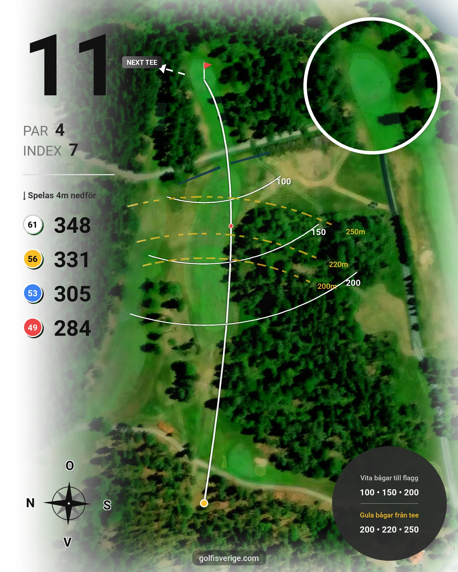 Banguide Sparren Golfklubb 18 hål hål 11 karta