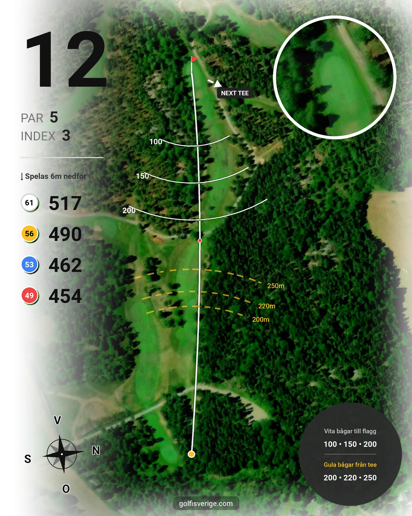 Banguide Sparren Golfklubb 18 hål hål 12 karta