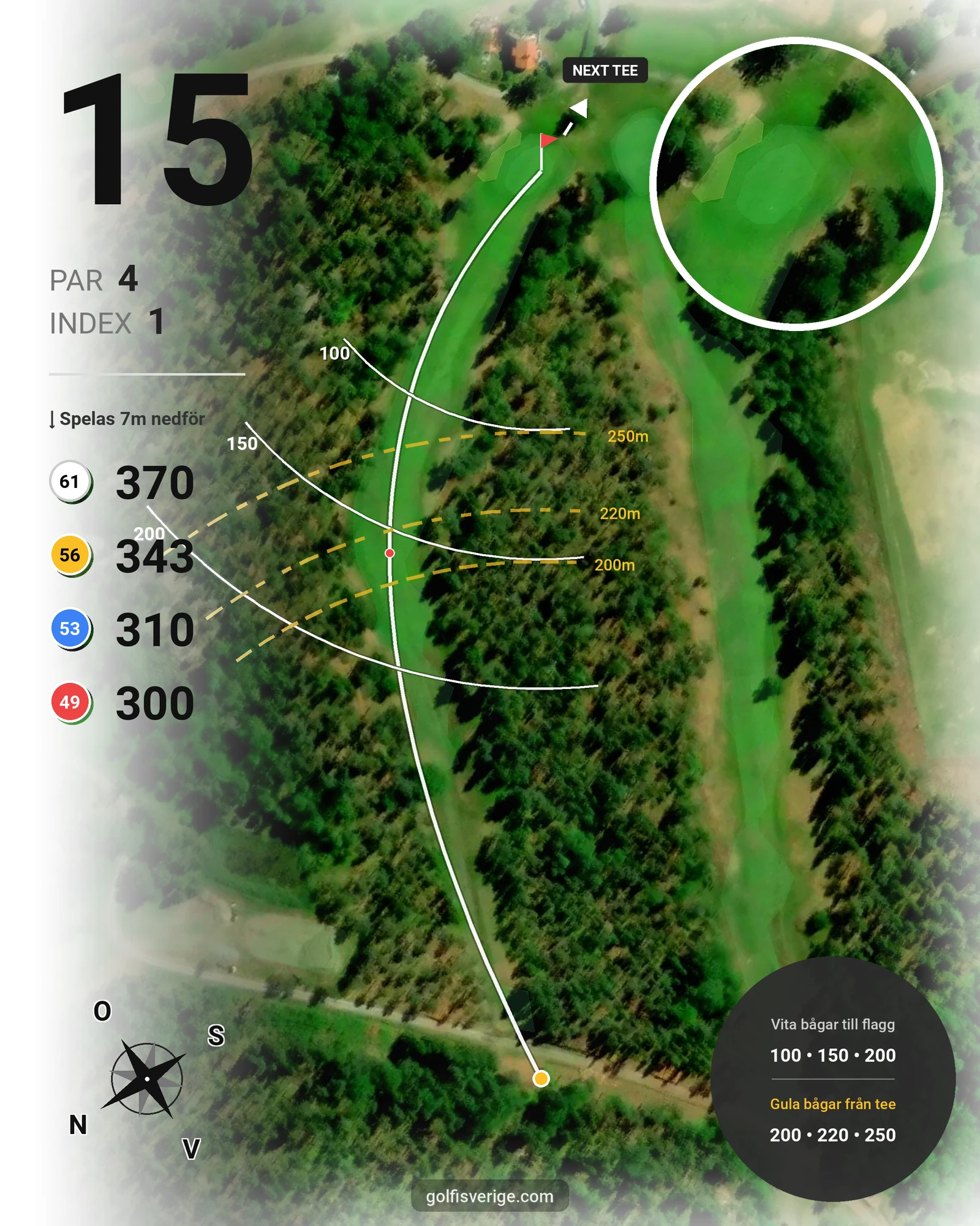 Banguide Sparren Golfklubb 18 hål hål 15 karta