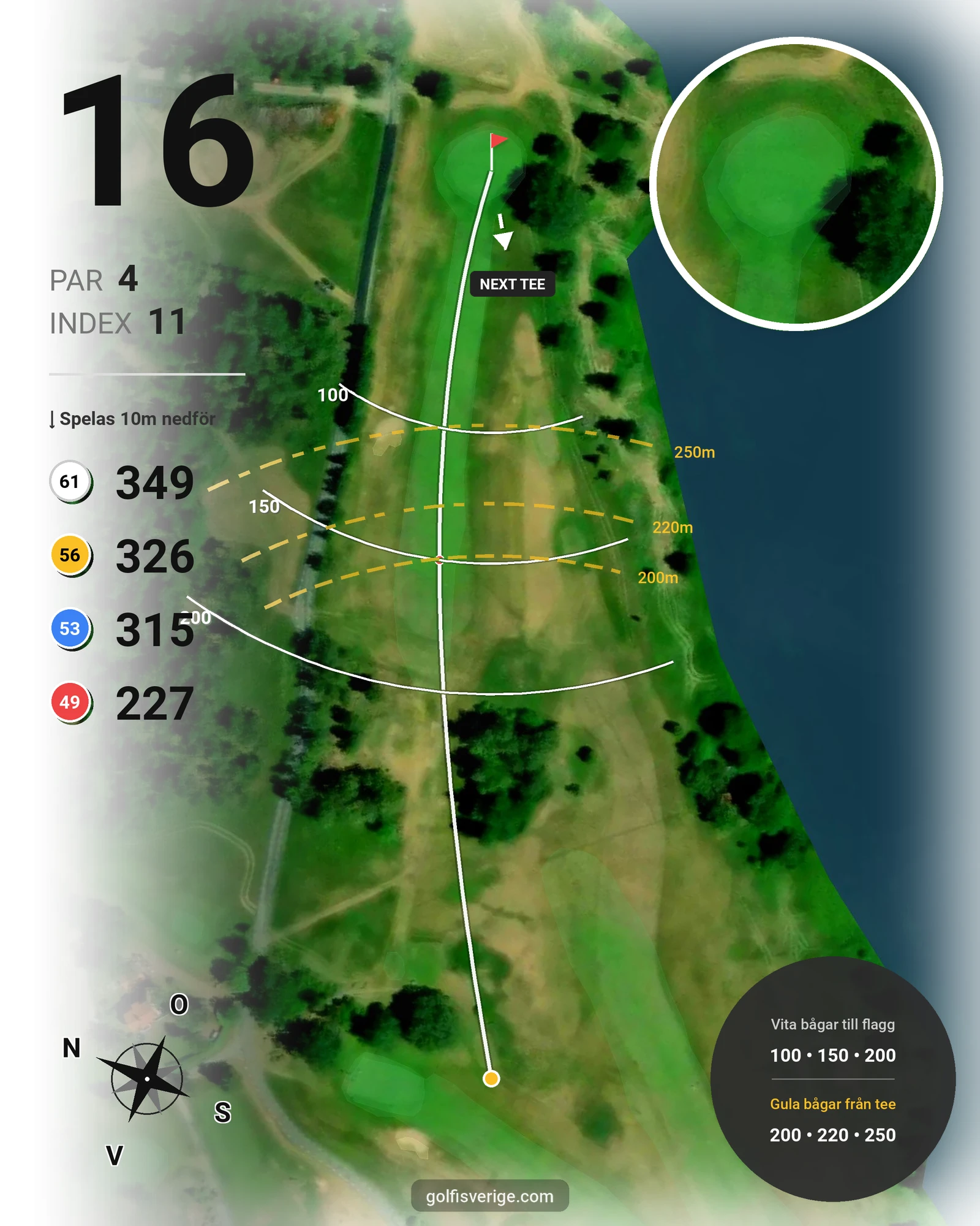 Banguide Sparren Golfklubb 18 hål hål 16 karta