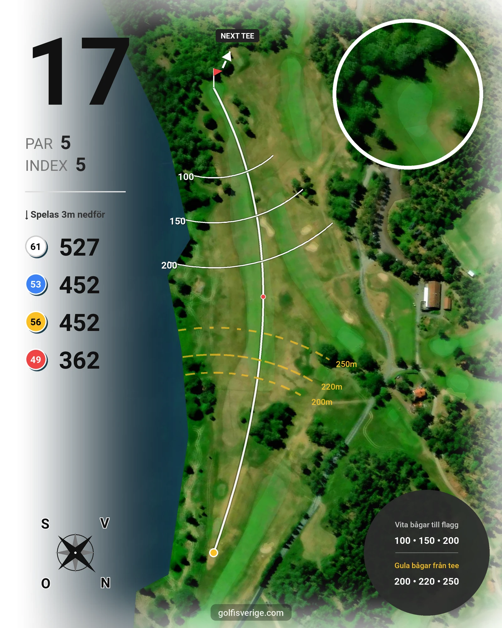 Banguide Sparren Golfklubb 18 hål hål 17 karta