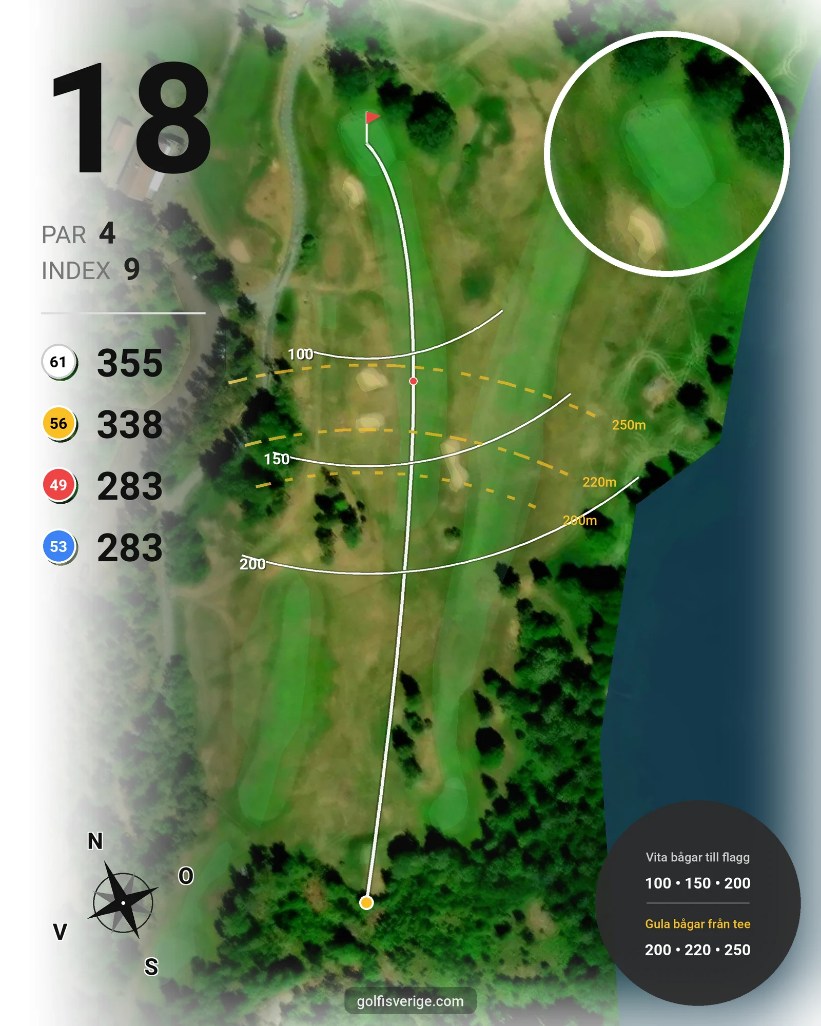 Banguide Sparren Golfklubb 18 hål hål 18 karta
