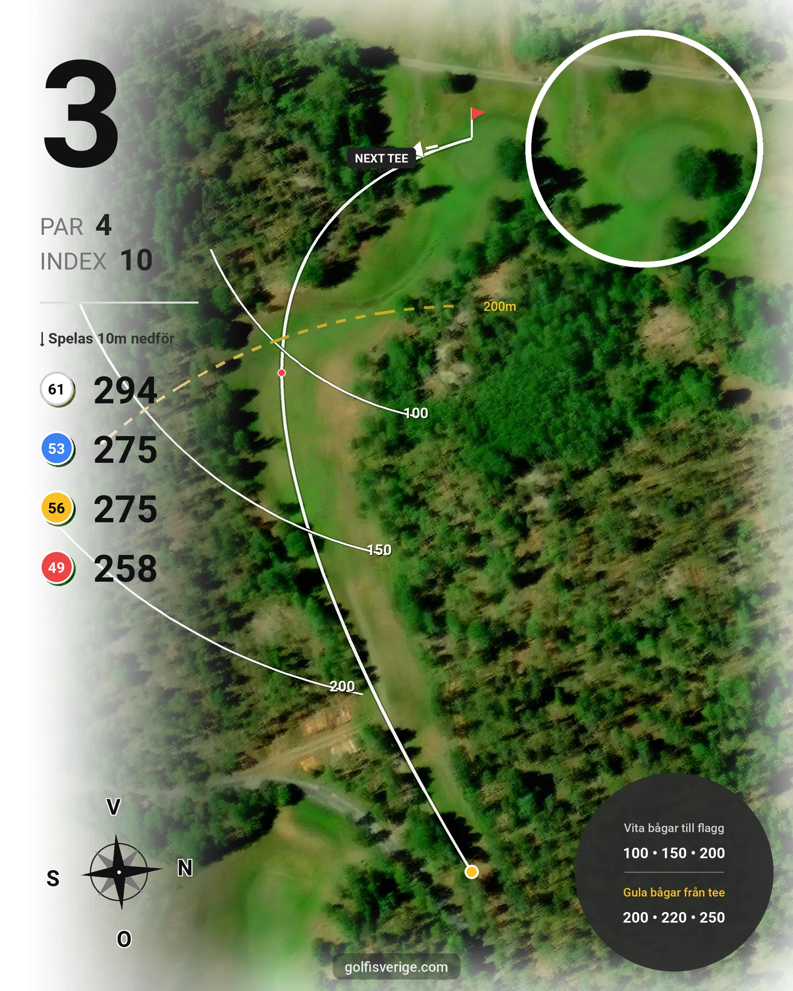 Banguide Sparren Golfklubb 18 hål hål 3 karta