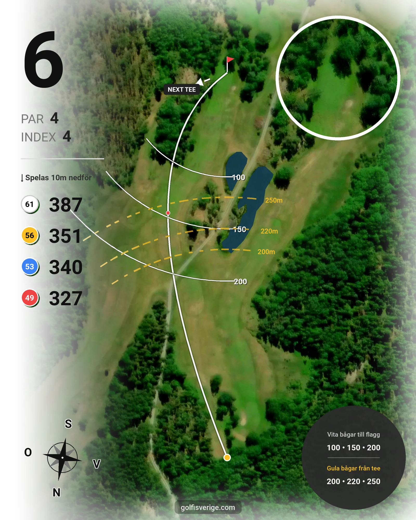 Banguide Sparren Golfklubb 18 hål hål 6 karta