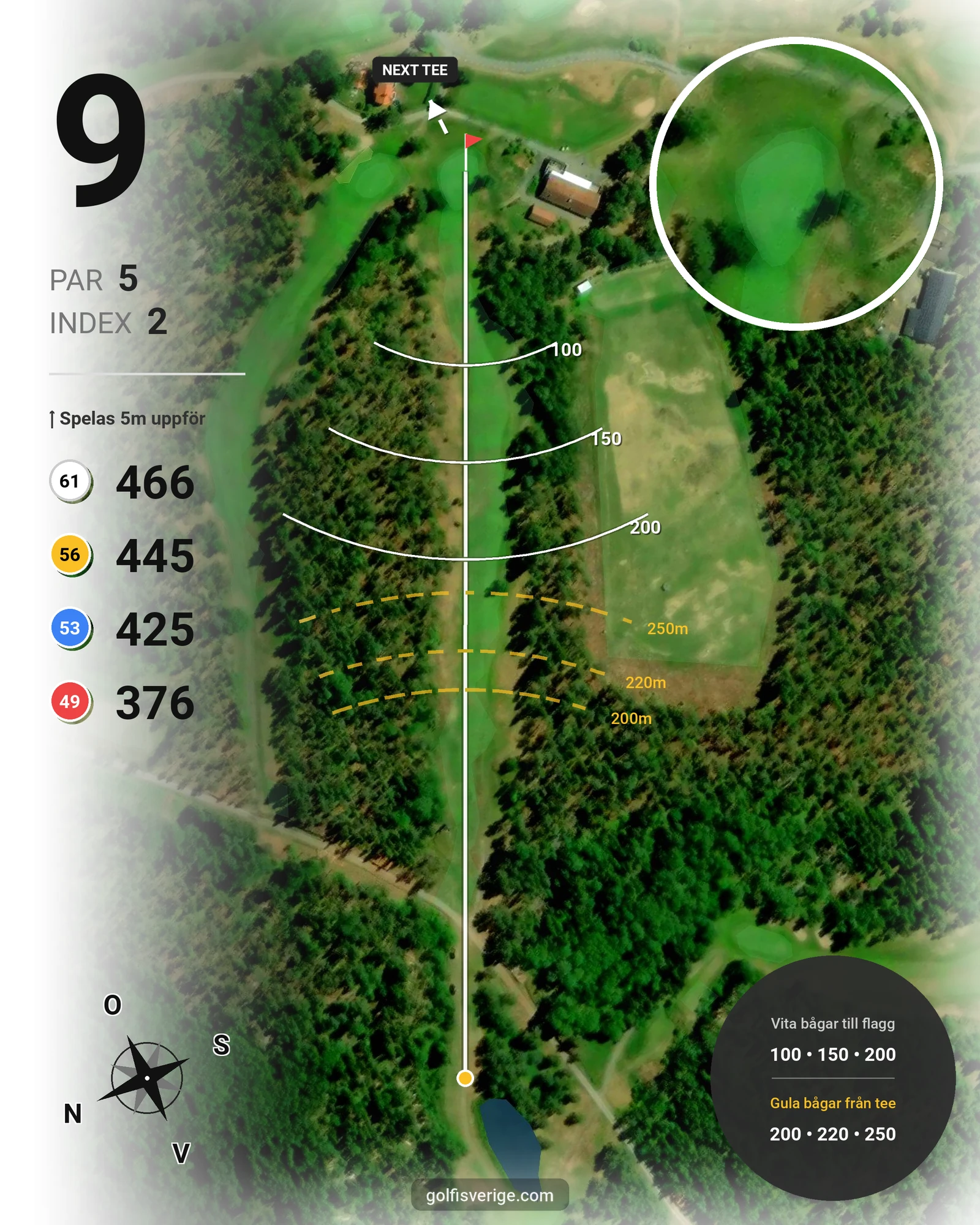 Banguide Sparren Golfklubb 18 hål hål 9 karta