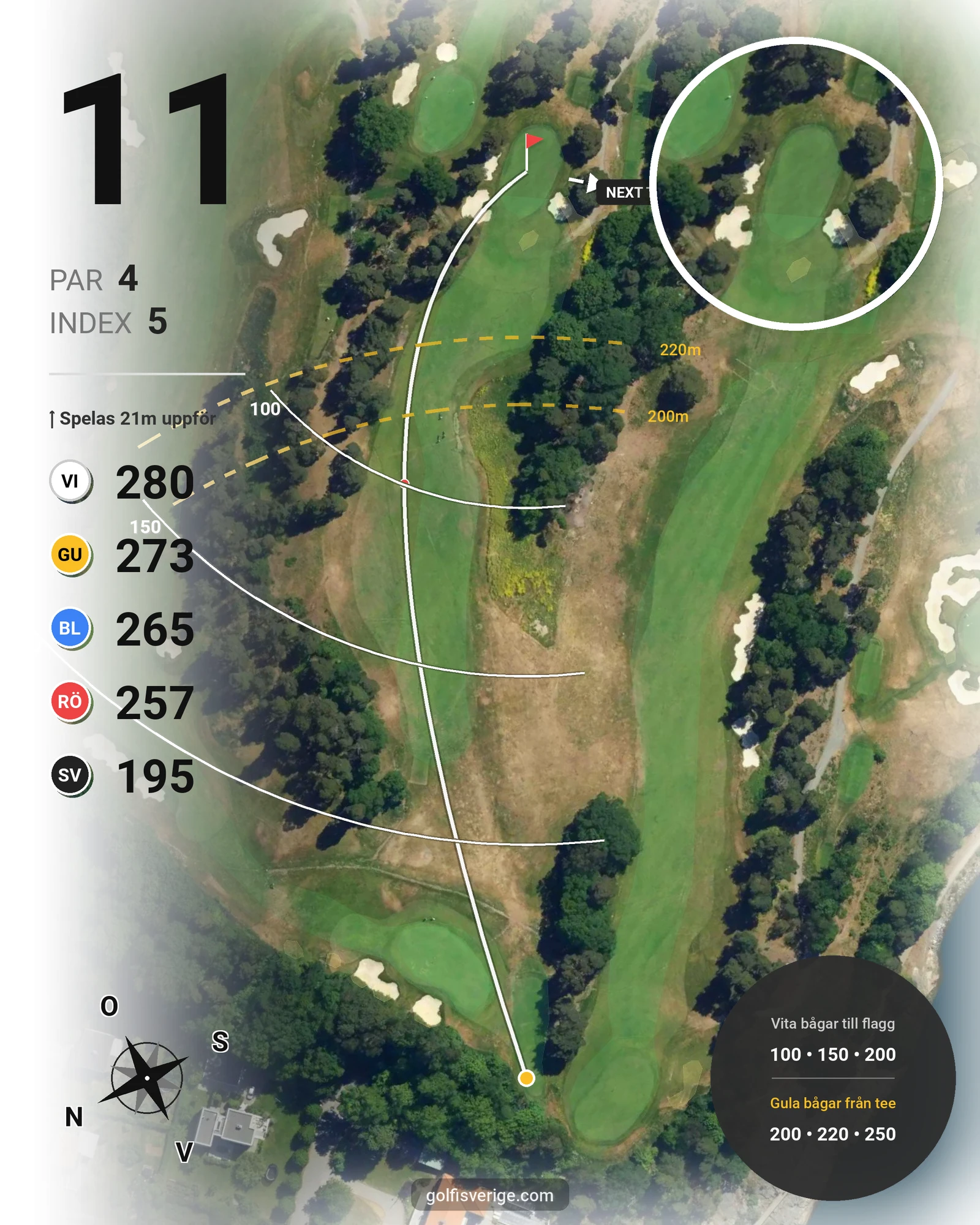 Banguide Kevingebanan på Stockholms Golfklubb - Hål 11 karta