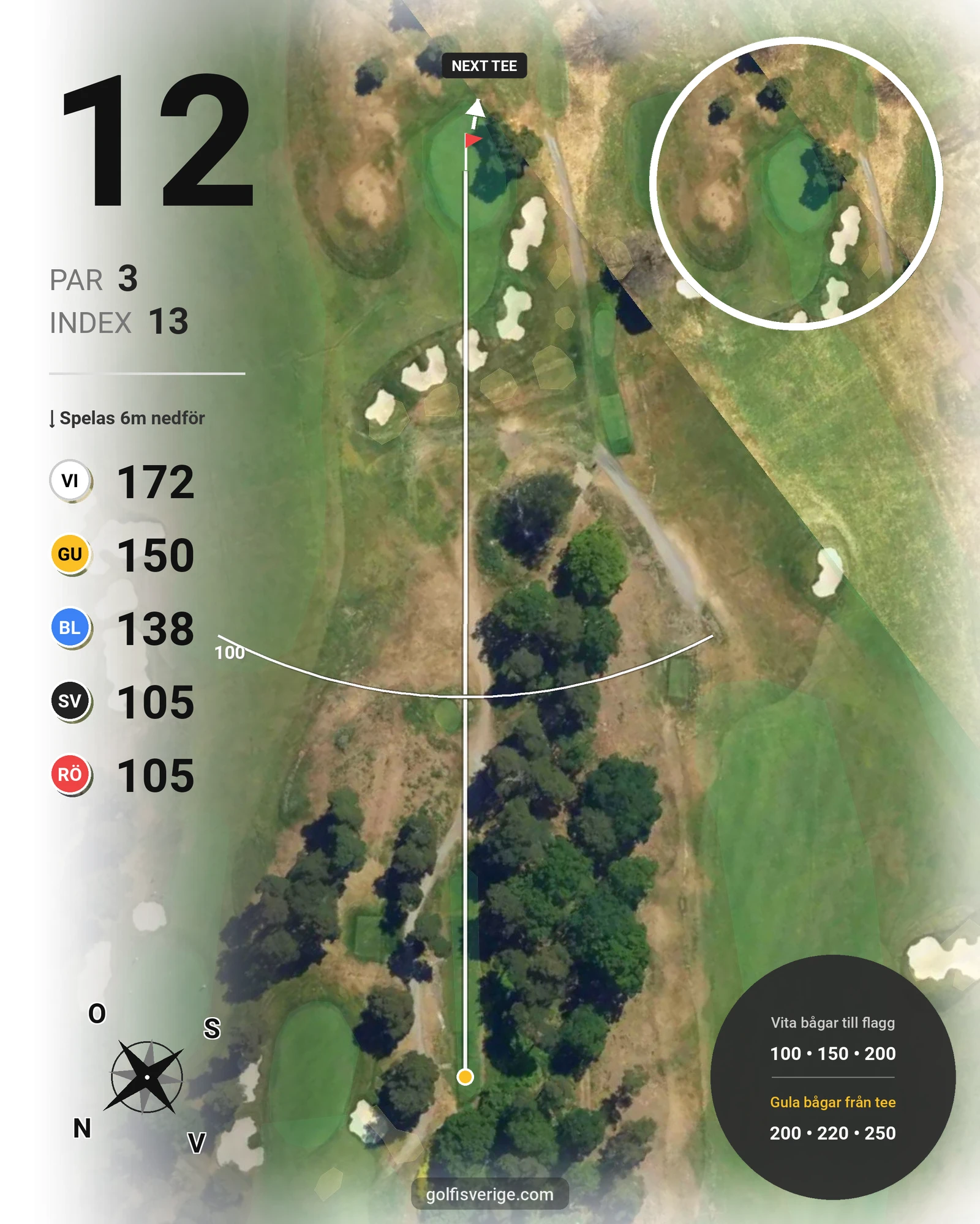 Banguide Kevingebanan på Stockholms Golfklubb - Hål 12 karta