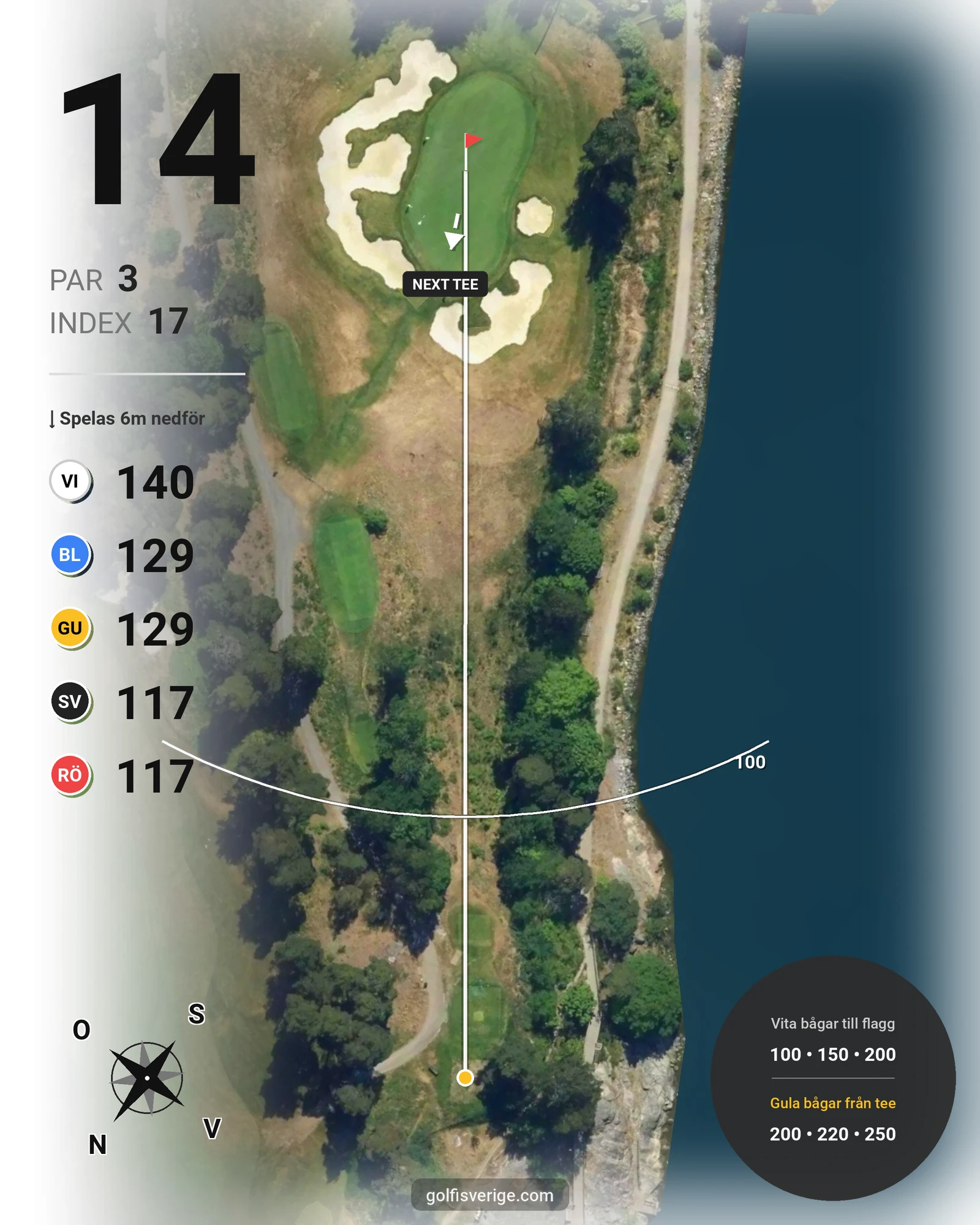 Banguide Kevingebanan på Stockholms Golfklubb - Hål 14 karta
