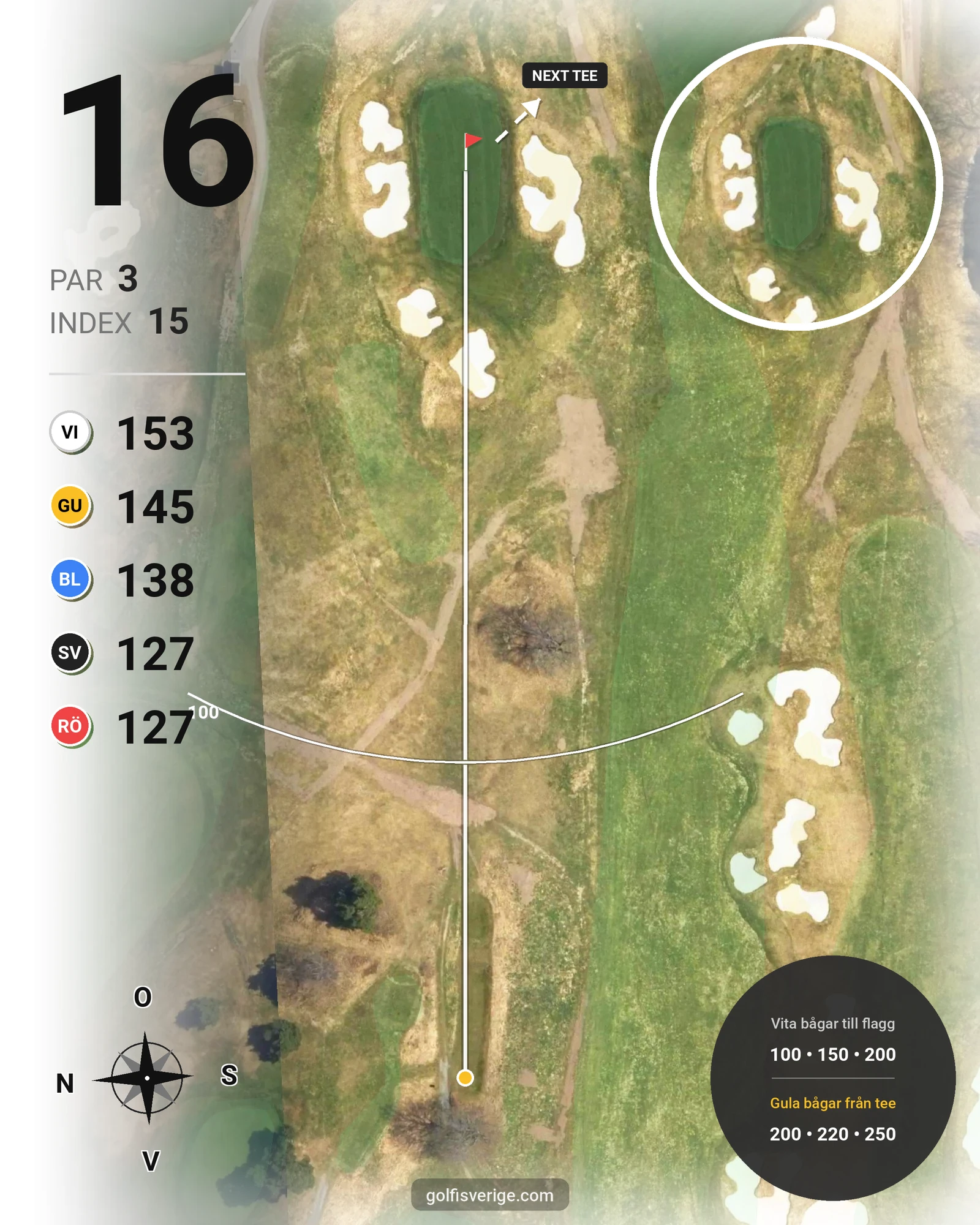 Banguide Kevingebanan på Stockholms Golfklubb - Hål 16 karta