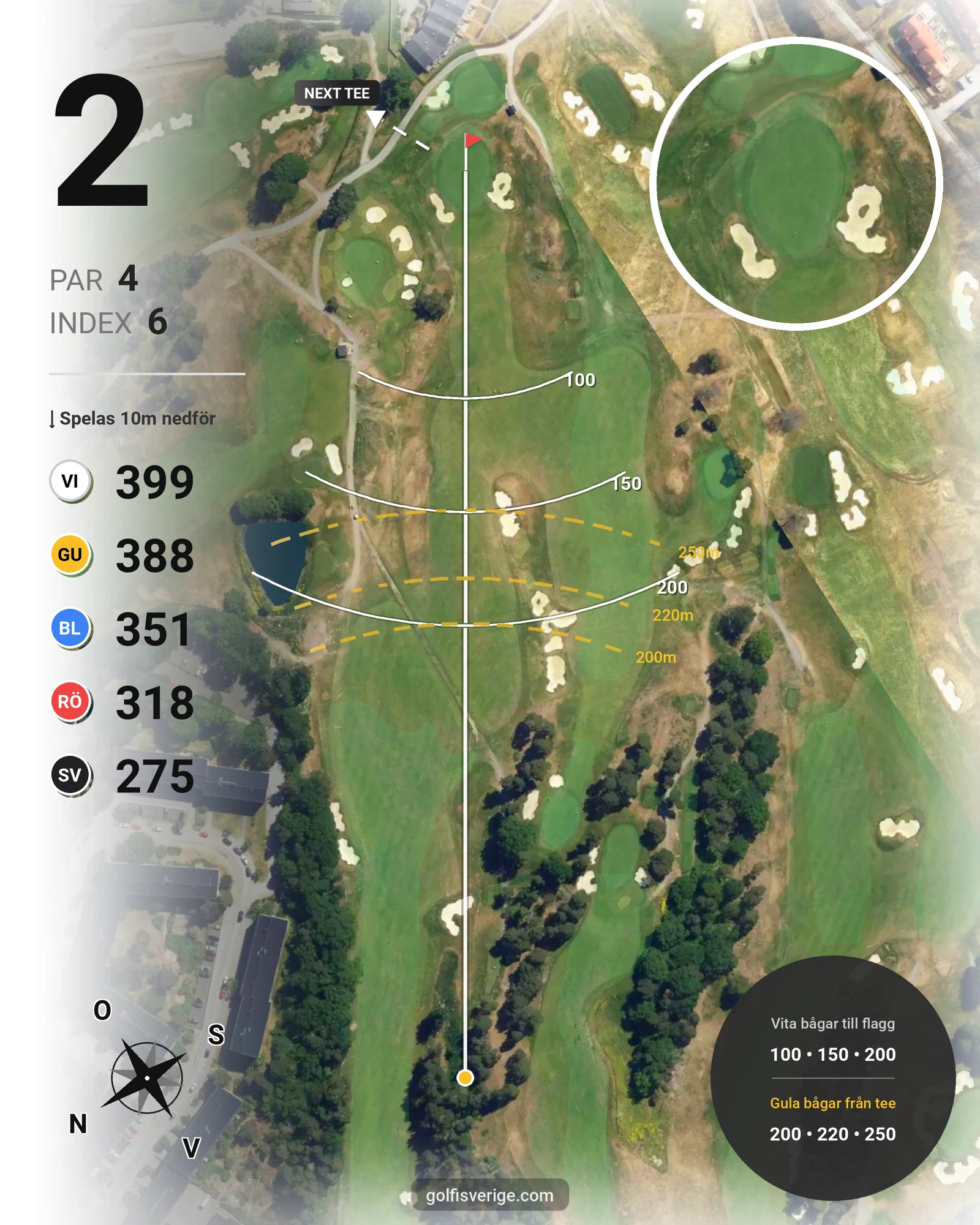Banguide Kevingebanan på Stockholms Golfklubb - Hål 2 karta