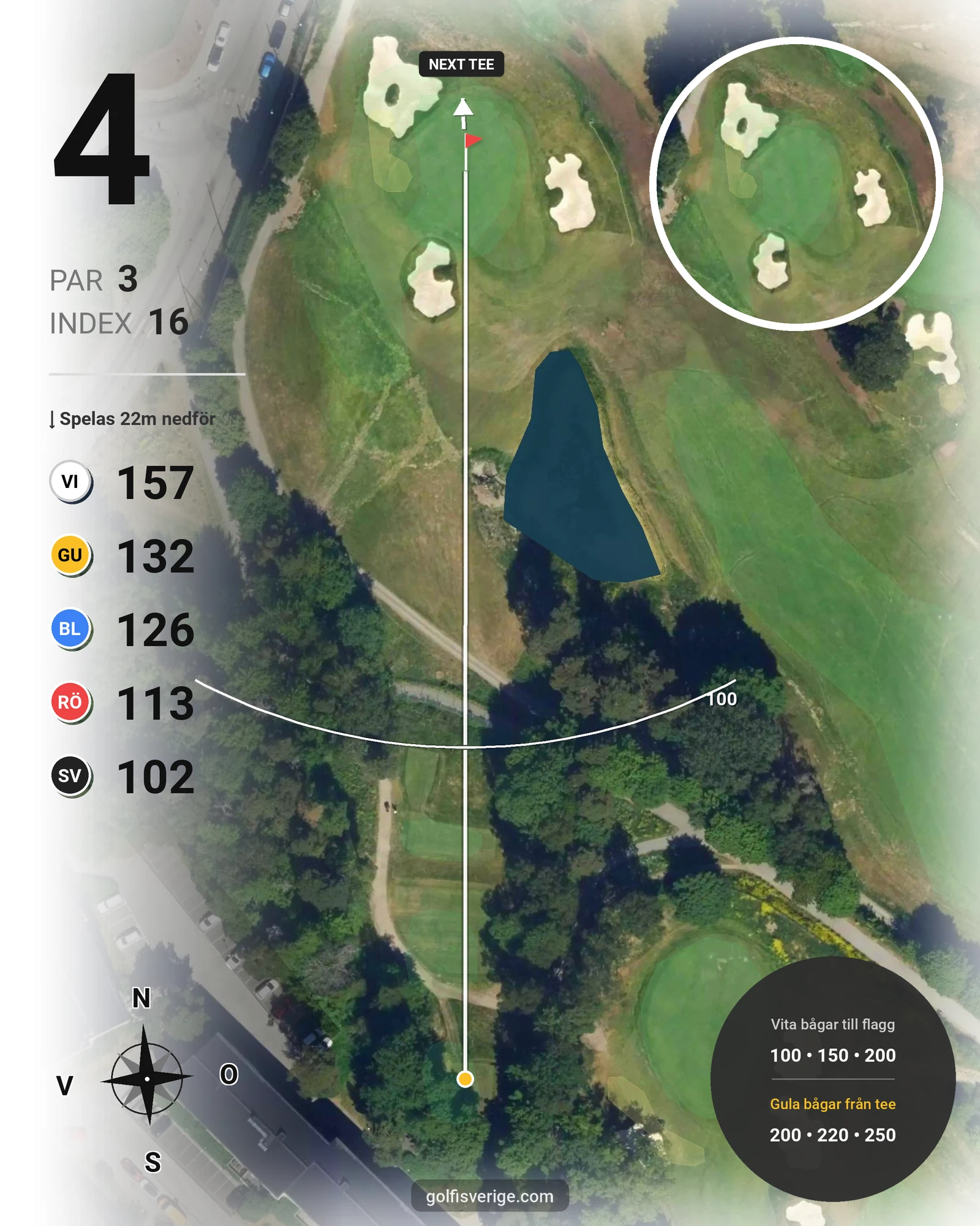 Banguide Kevingebanan på Stockholms Golfklubb - Hål 4 karta