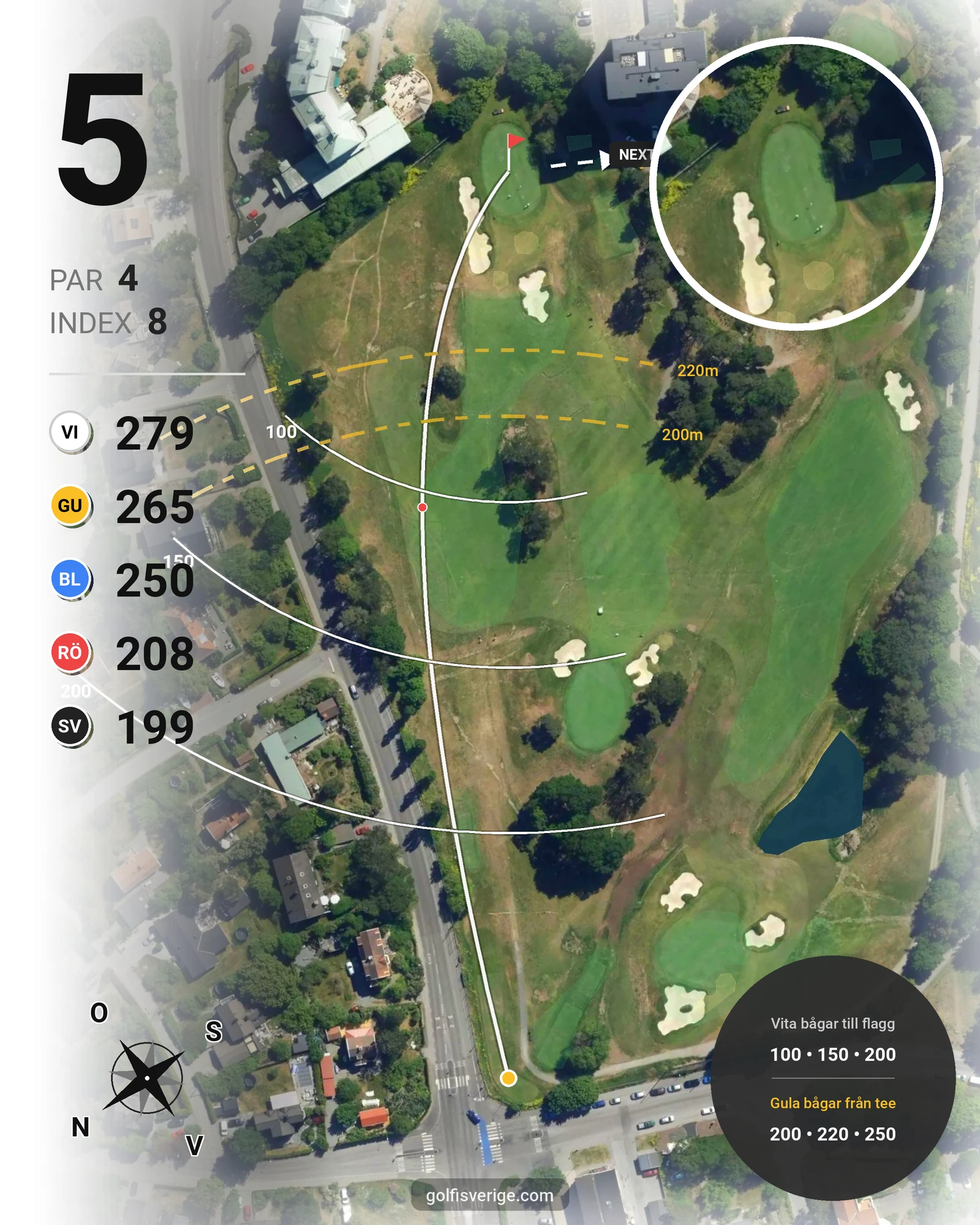 Banguide Kevingebanan på Stockholms Golfklubb - Hål 5 karta