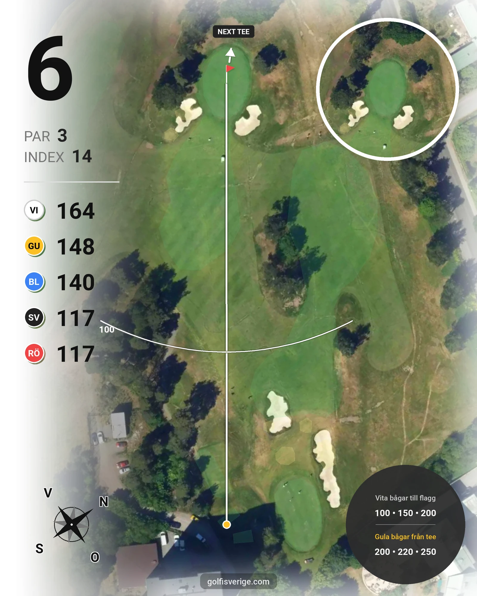 Banguide Kevingebanan på Stockholms Golfklubb - Hål 6 karta