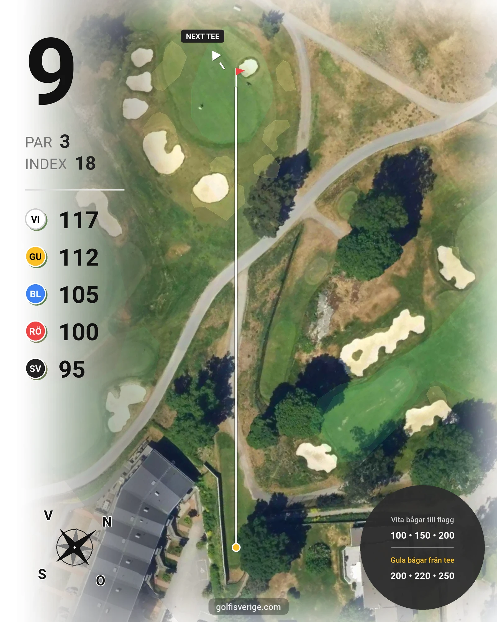 Banguide Kevingebanan på Stockholms Golfklubb - Hål 9 karta