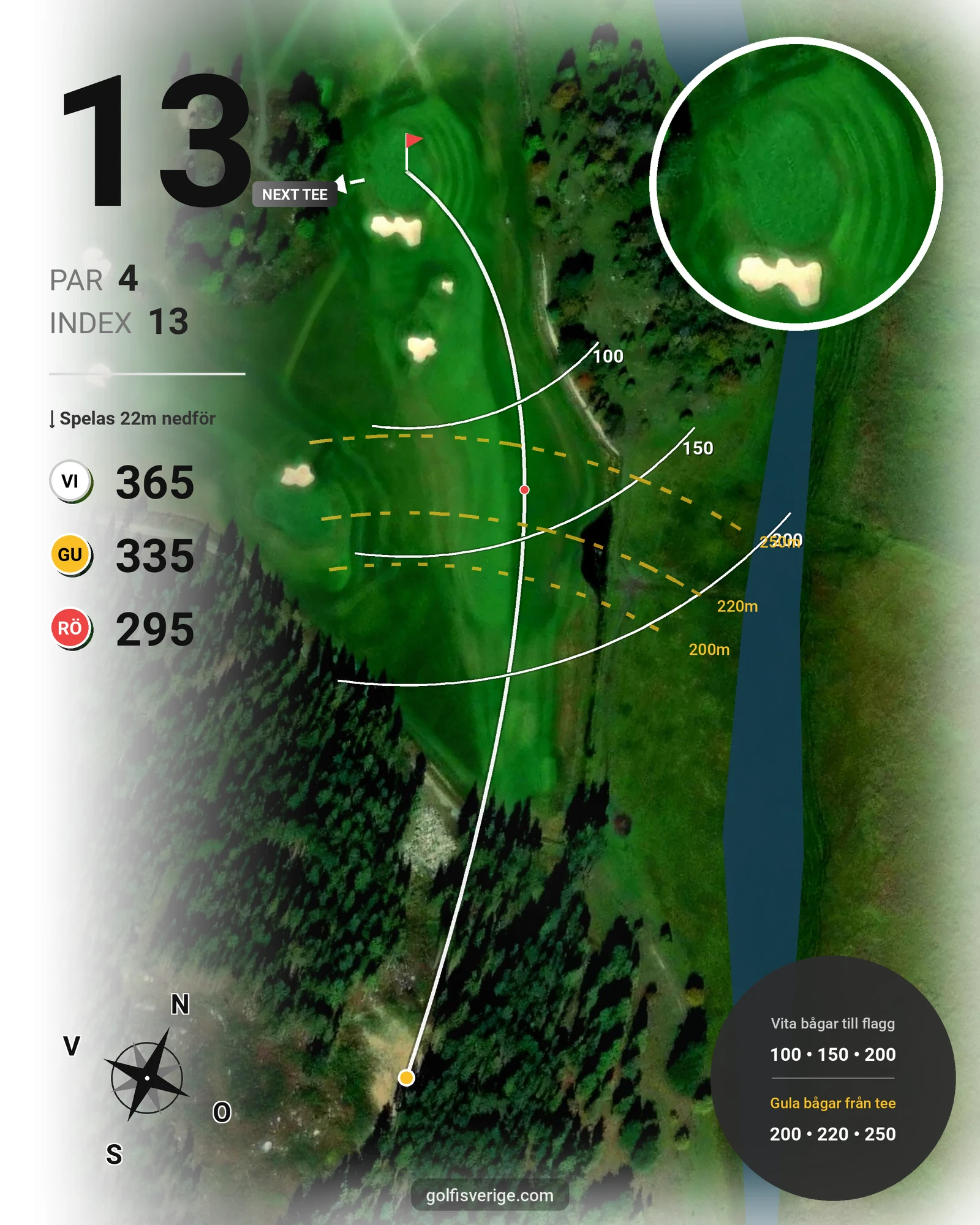 Banguide Strand Golf hål 13 karta