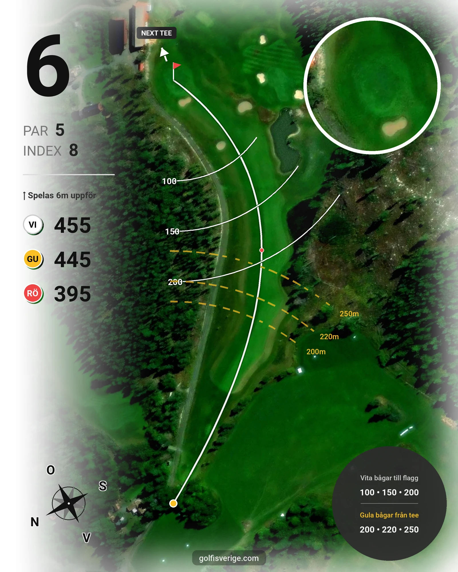 Banguide Strand Golf hål 6 karta