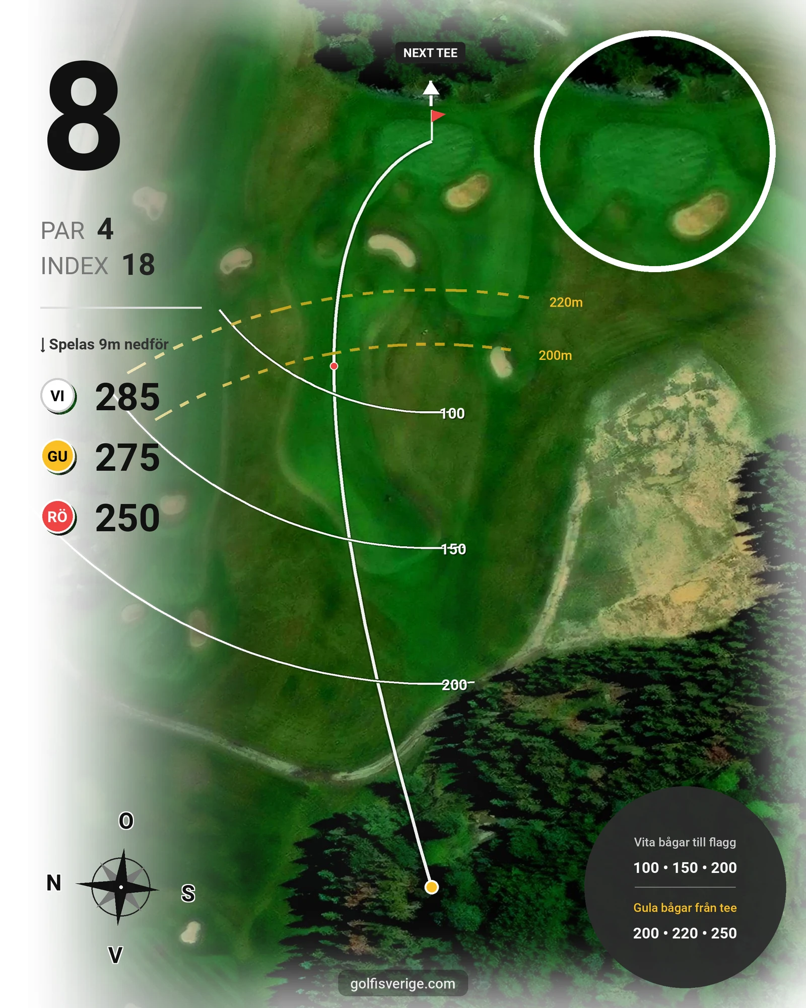 Banguide Strand Golf hål 8 karta