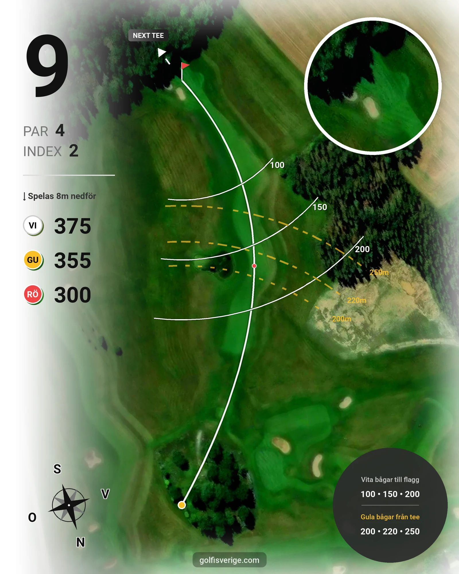 Banguide Strand Golf hål 9 karta
