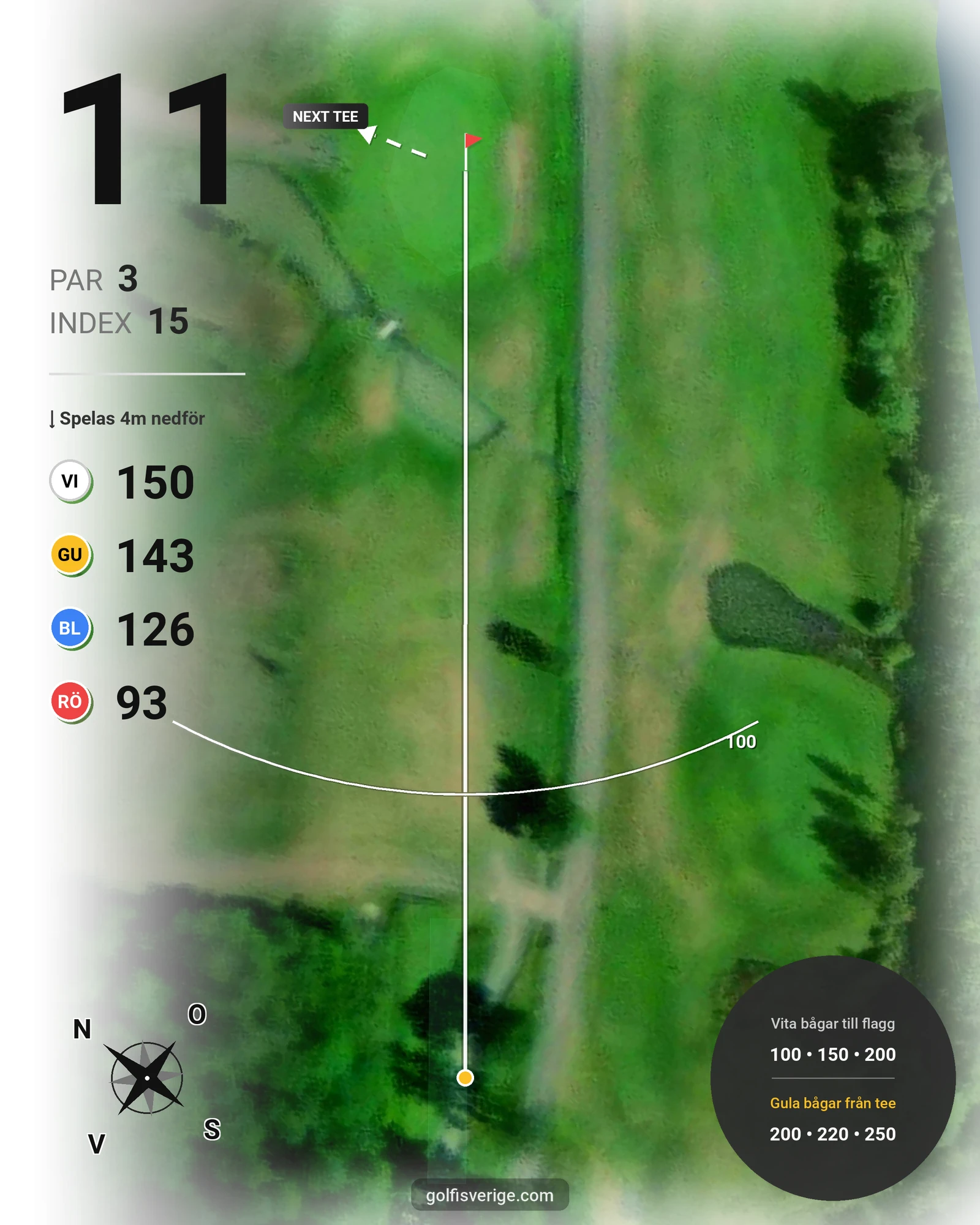 Banguide Sundsta Golf 18-hålsbana hål 11 karta