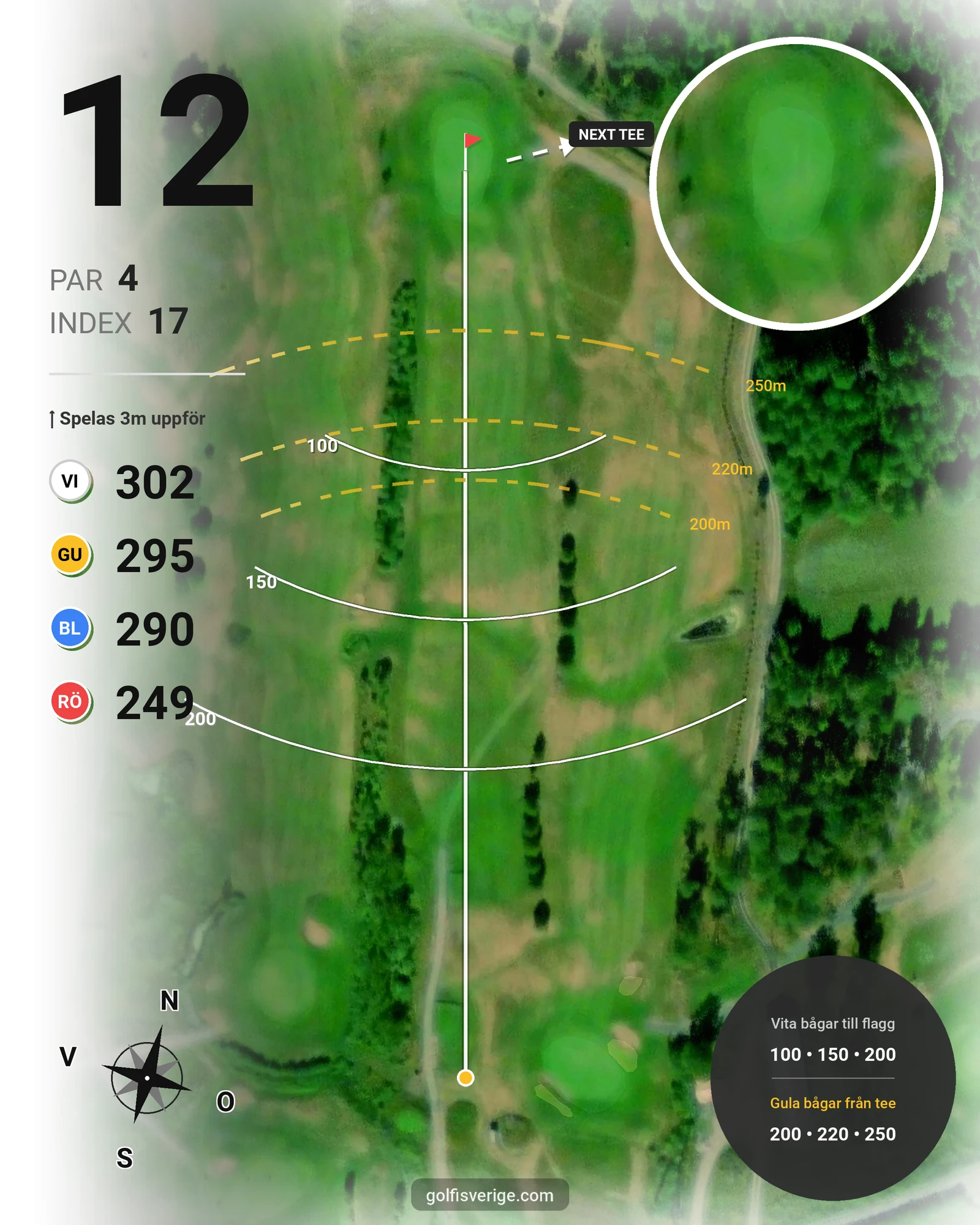 Banguide Sundsta Golf 18-hålsbana hål 12 karta