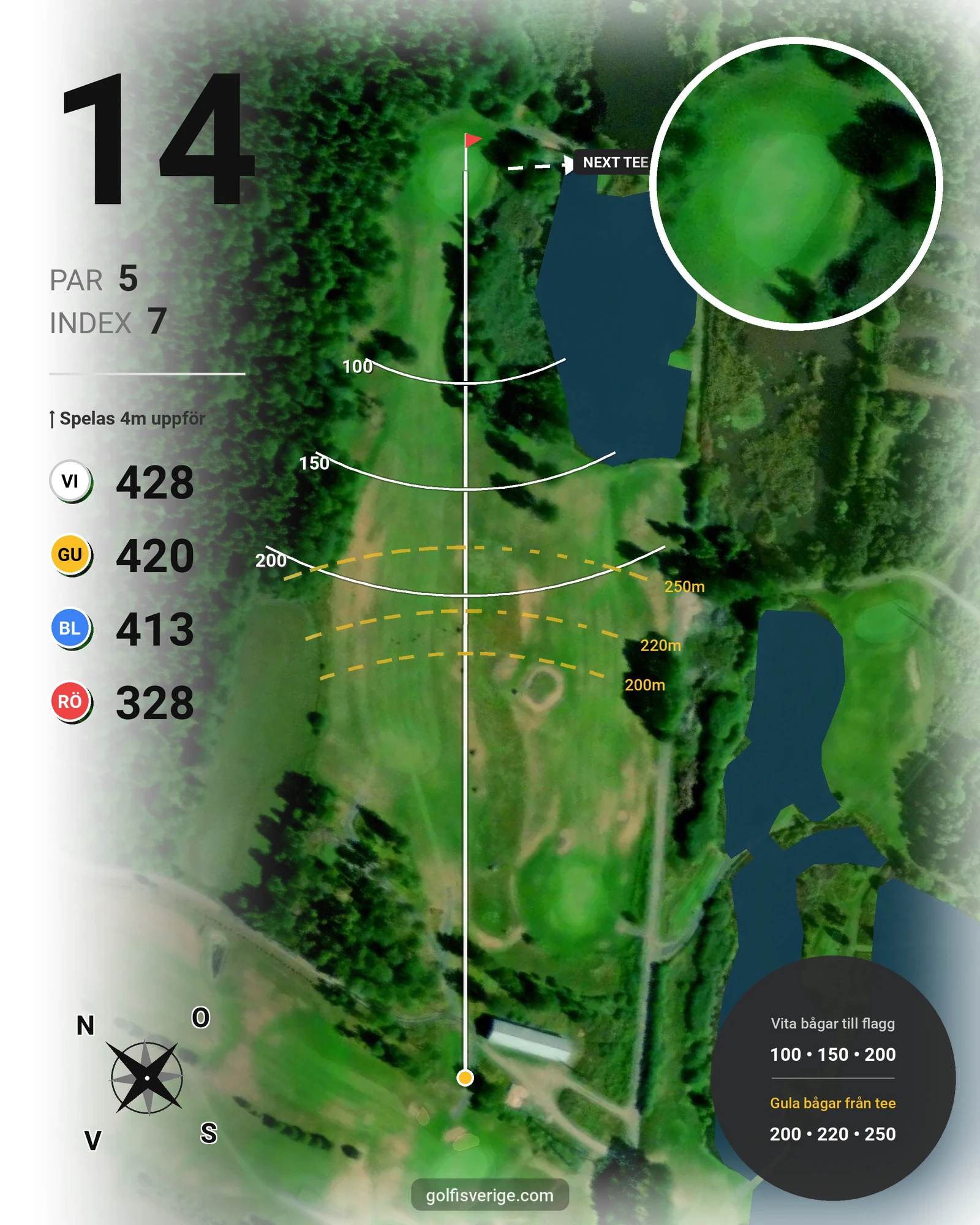 Banguide Sundsta Golf 18-hålsbana hål 14 karta