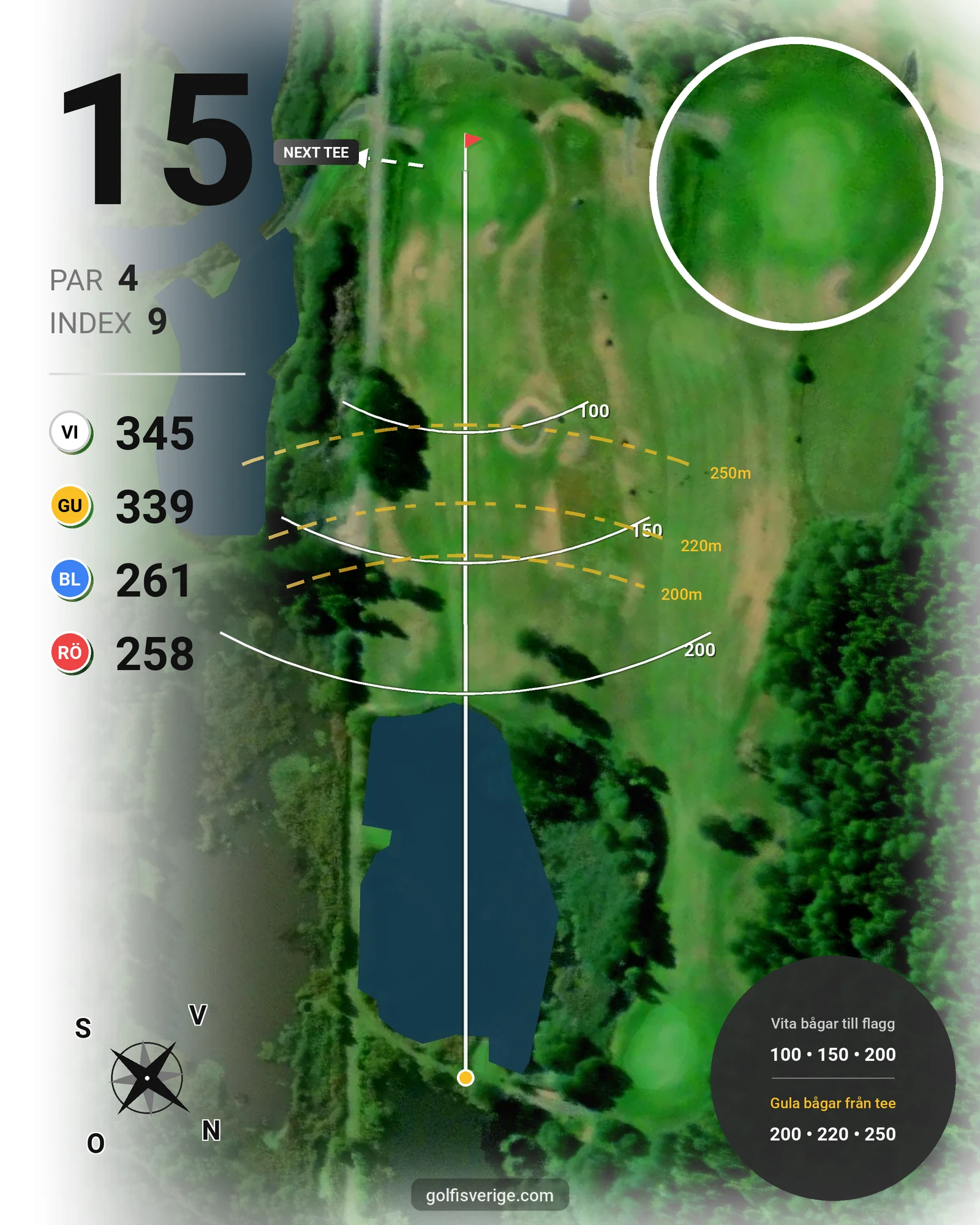 Banguide Sundsta Golf 18-hålsbana hål 15 karta