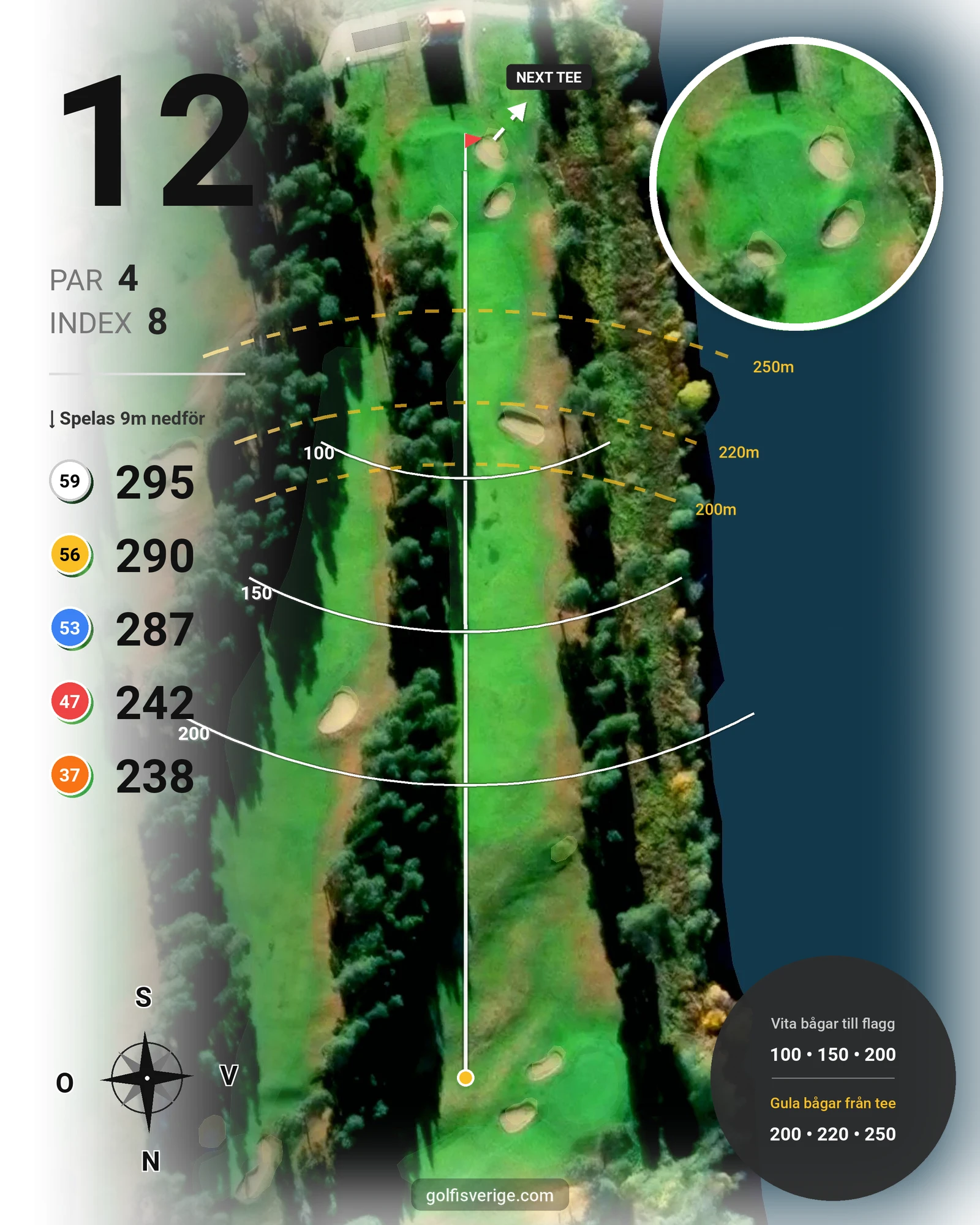 Banguide Sundsvalls Golfklubb hål 12 karta