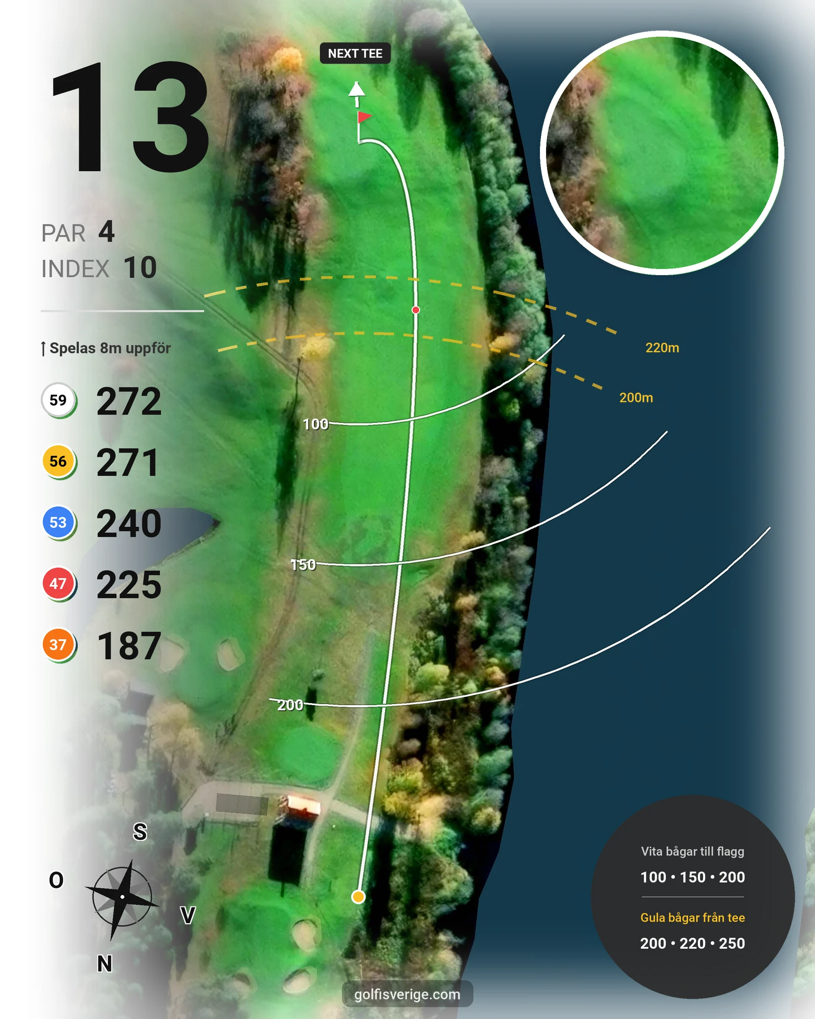 Banguide Sundsvalls Golfklubb hål 13 karta