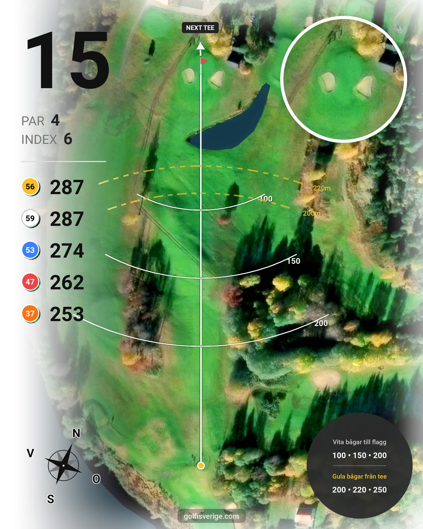 Banguide Sundsvalls Golfklubb hål 15 karta