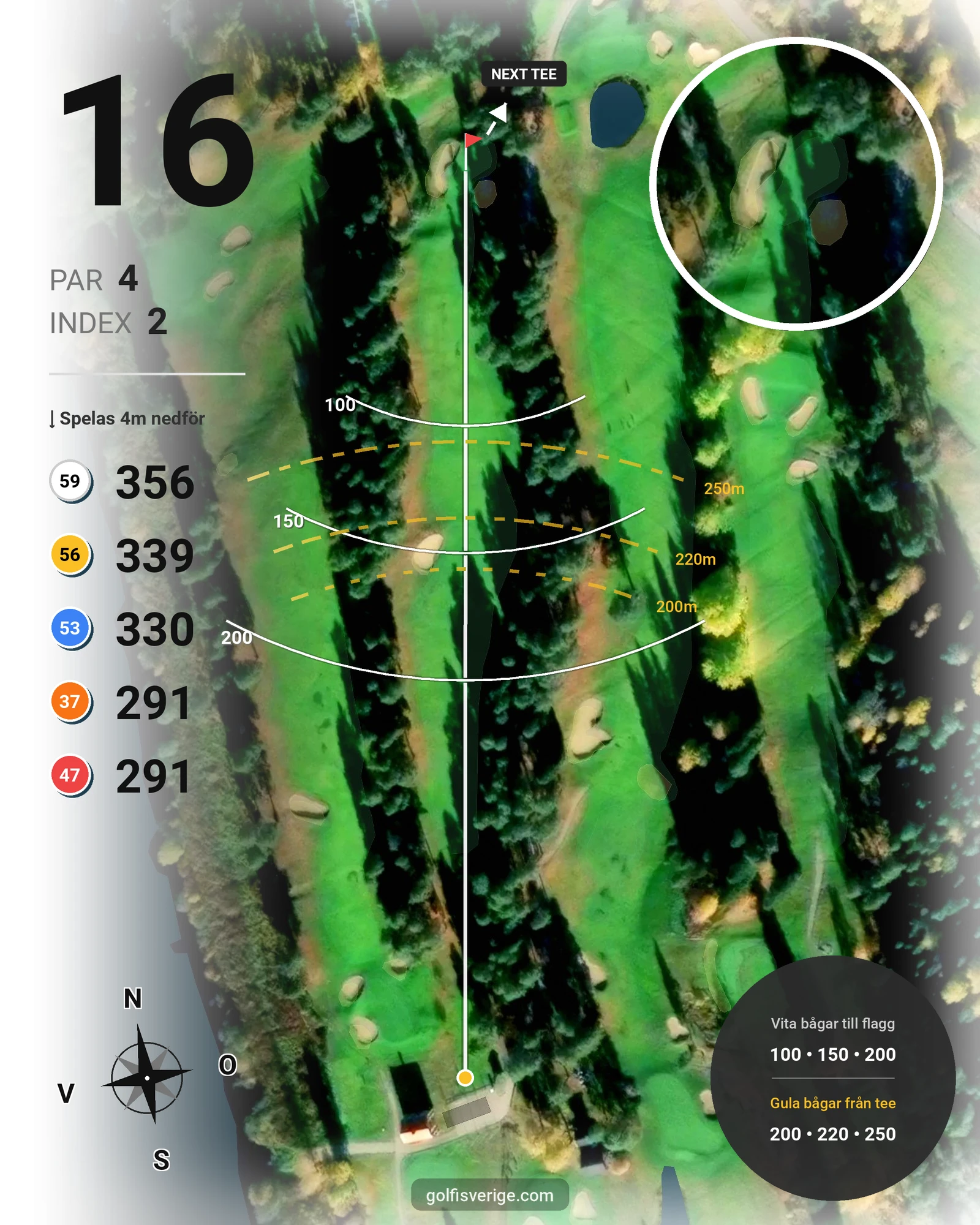 Banguide Sundsvalls Golfklubb hål 16 karta